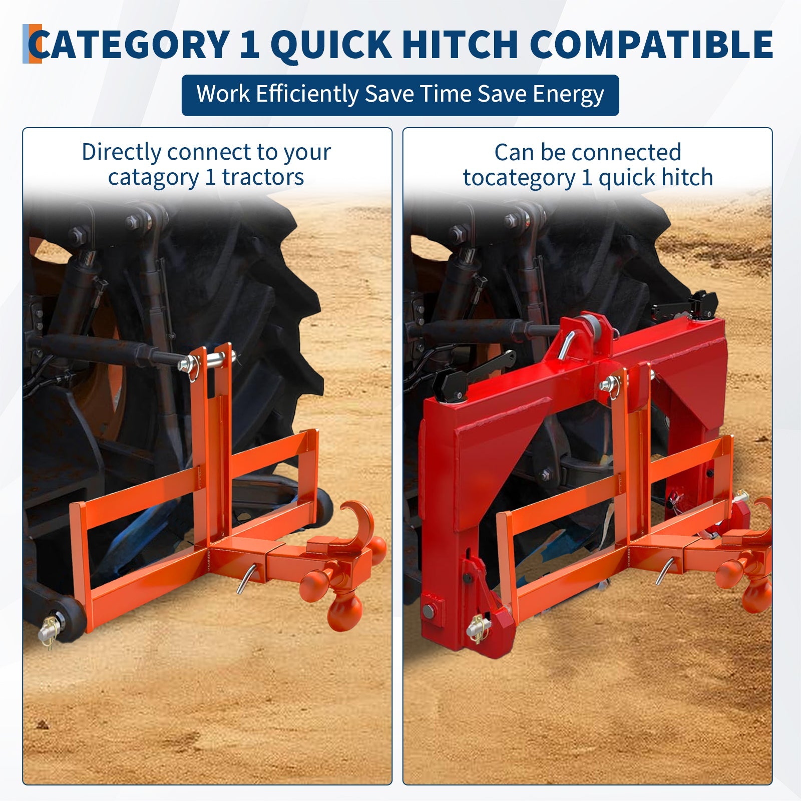 Garvee 3 Point Trailer Hitch for Tractor with 2" Receiver & Ball, Heavy-Duty Steel, Quick Hitch, Suitcase Weight Brackets, 10000 Lbs Capacity, Category 1, Towing & Weight Balancing