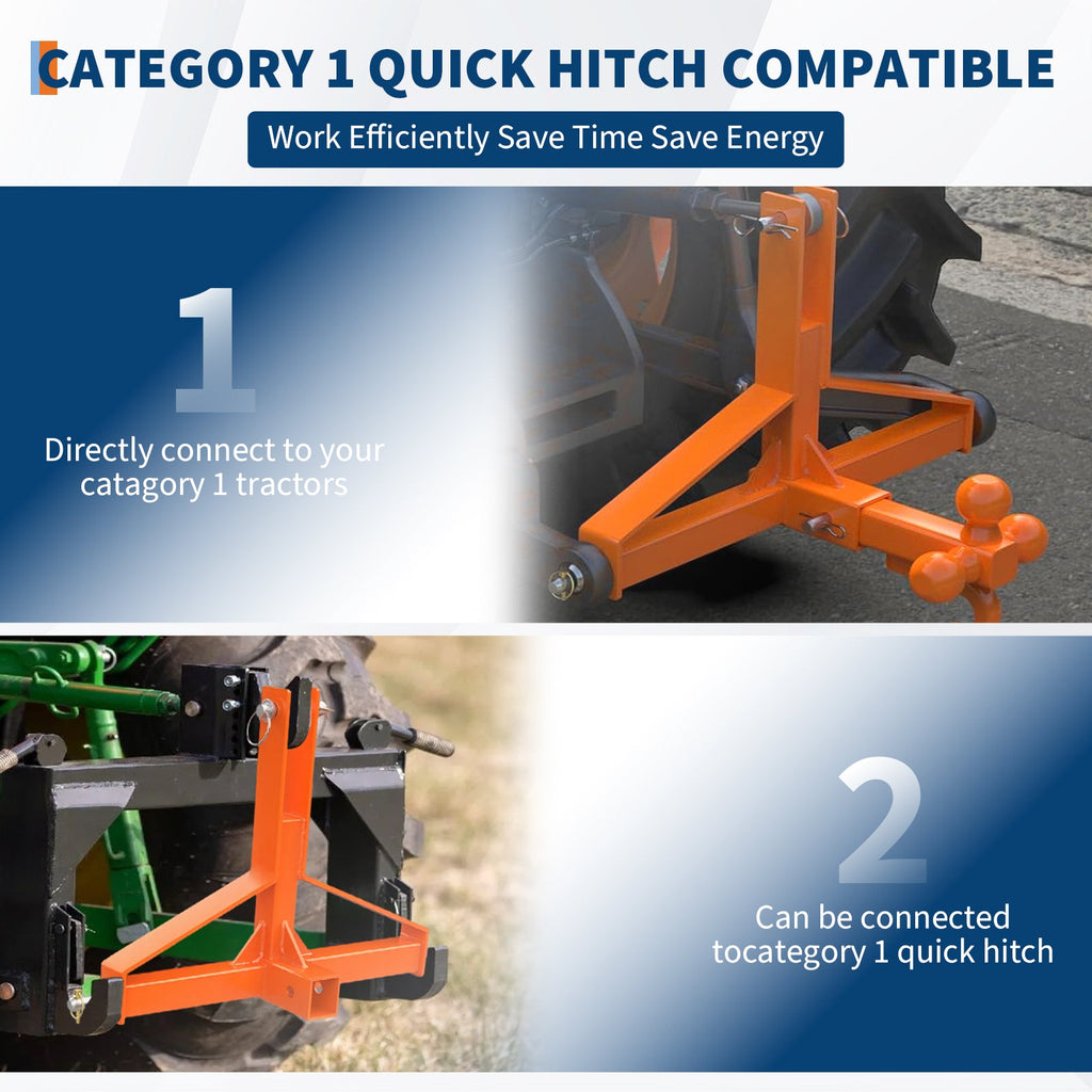 Garvee 3 Point Trailer Hitch Tractor 2" Receiver Heavy Duty Steel Quick Hitch 10,000 lbs Capacity Universal Fit Construction Farming
