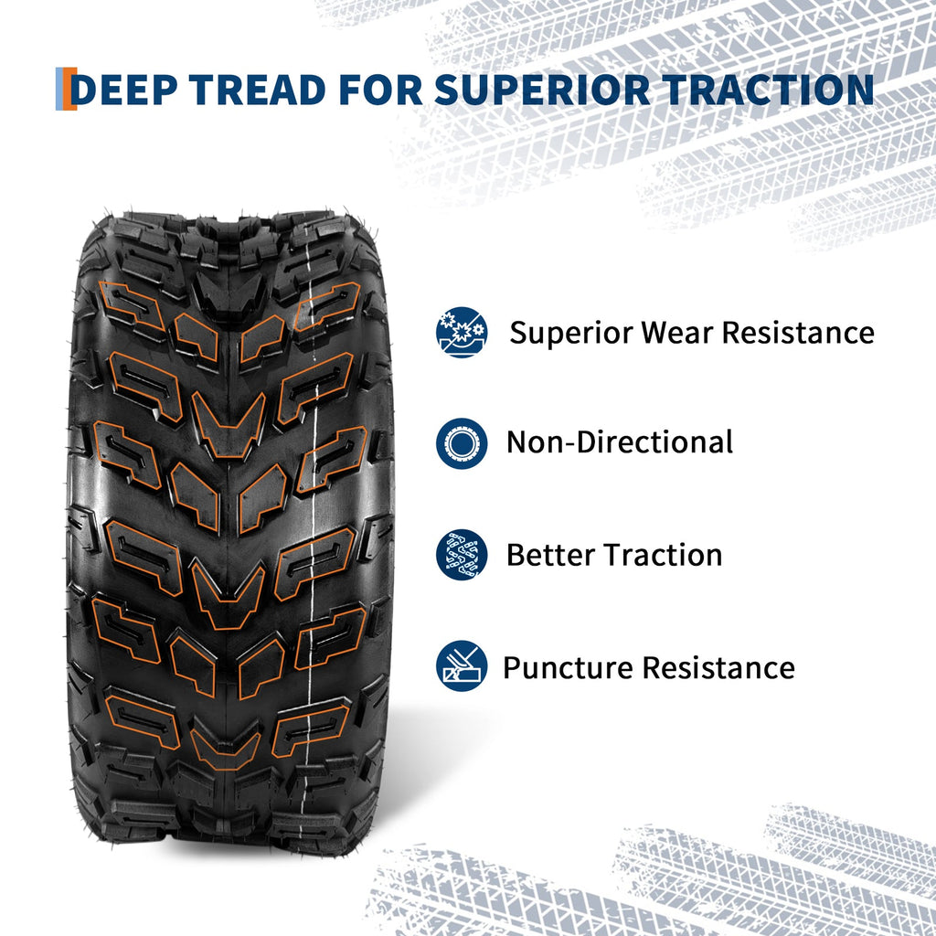 Garvee 22x10x10 ATV Tires - 2-Pack 6PR Tubeless All-Terrain Tires for Trail, Desert, Mud, Dirt, and Sand, Black