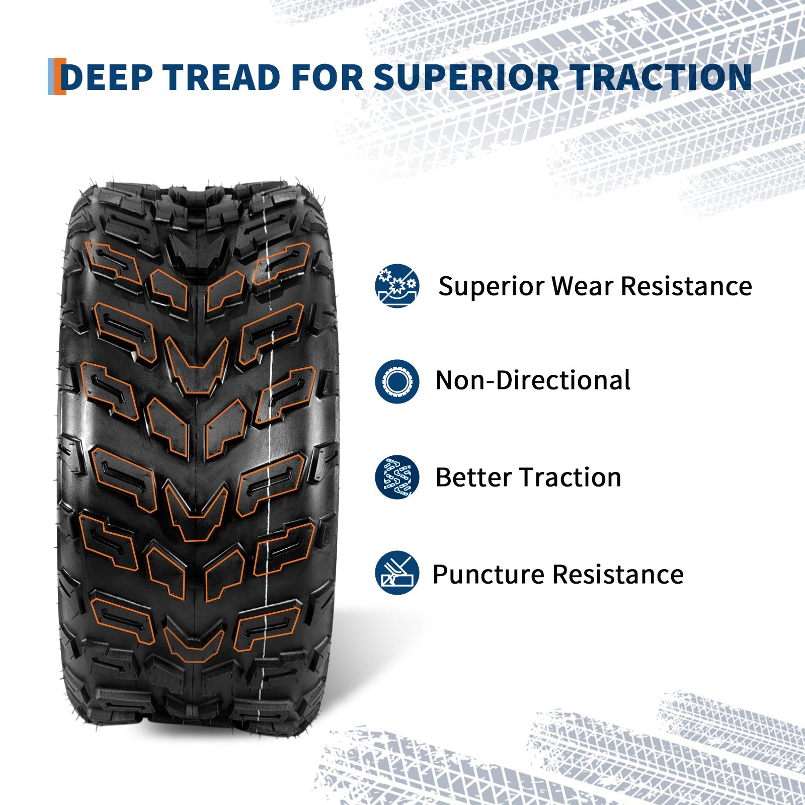 Garvee 22x10x10 ATV Tires - 2-Pack 6PR Tubeless All-Terrain Tires for Trail, Desert, Mud, Dirt, and Sand, Black