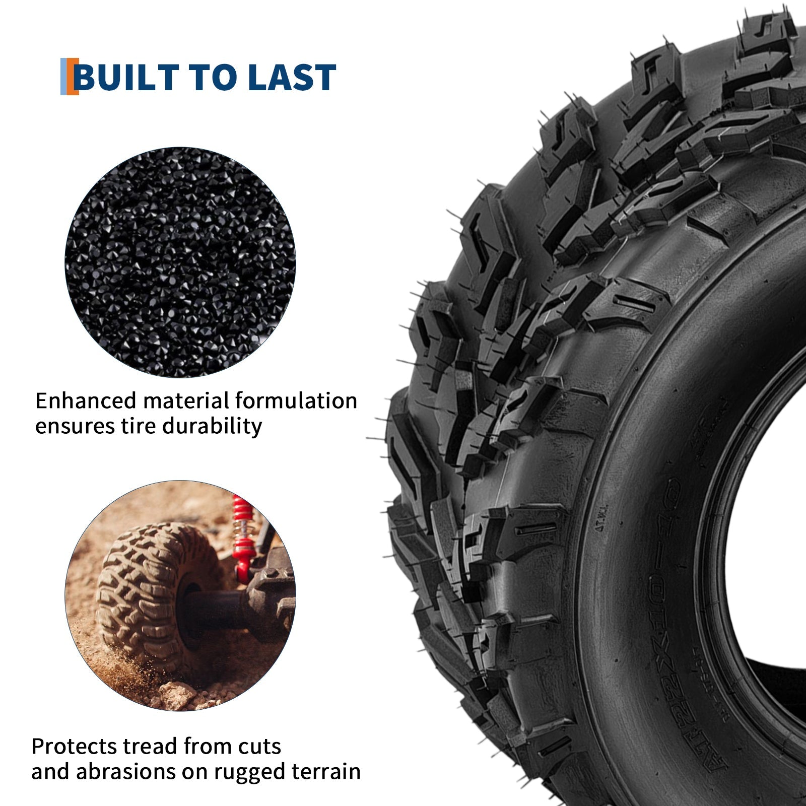 Garvee 22x10x10 ATV Tires - 2-Pack 6PR Tubeless All-Terrain Tires for Trail, Desert, Mud, Dirt, and Sand, Black