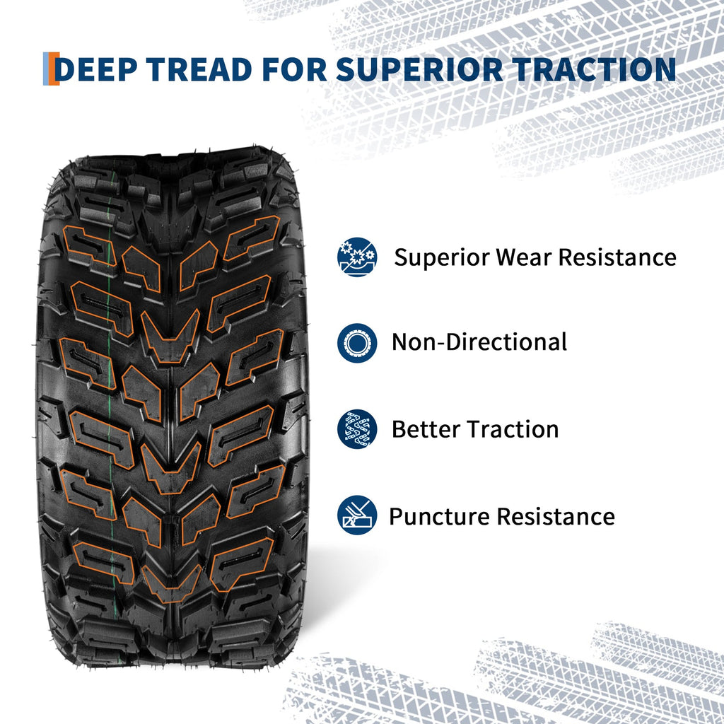 Garvee ATV Tires 2 Pack 22x11-10 Tubeless All Terrain Tires for Trail Desert Mud Dirt Sand 6PR Black