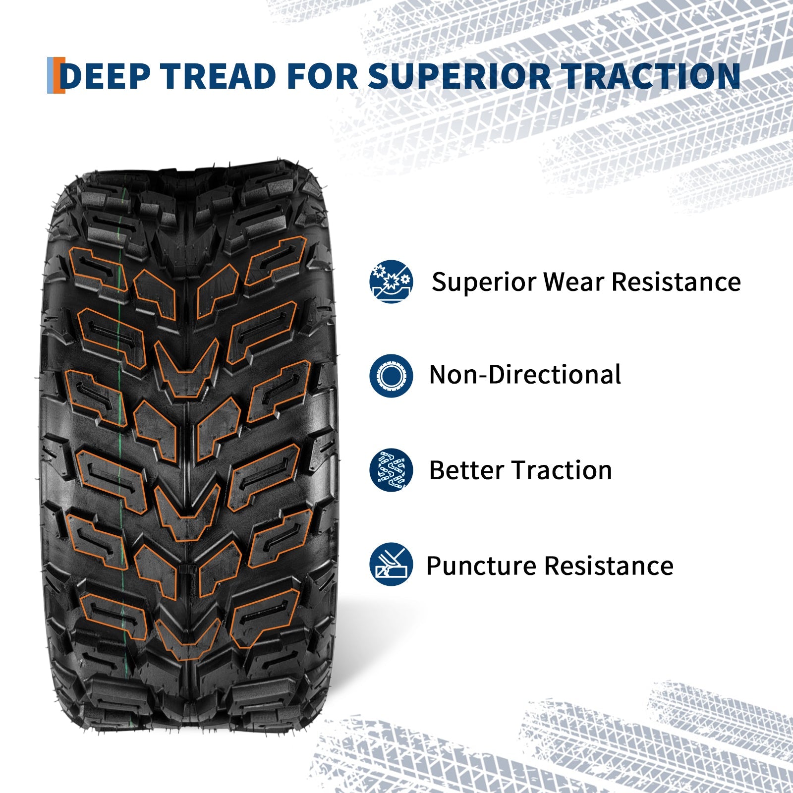 Garvee ATV Tires 2 Pack 22x11-10 Tubeless All Terrain Tires for Trail Desert Mud Dirt Sand 6PR Black