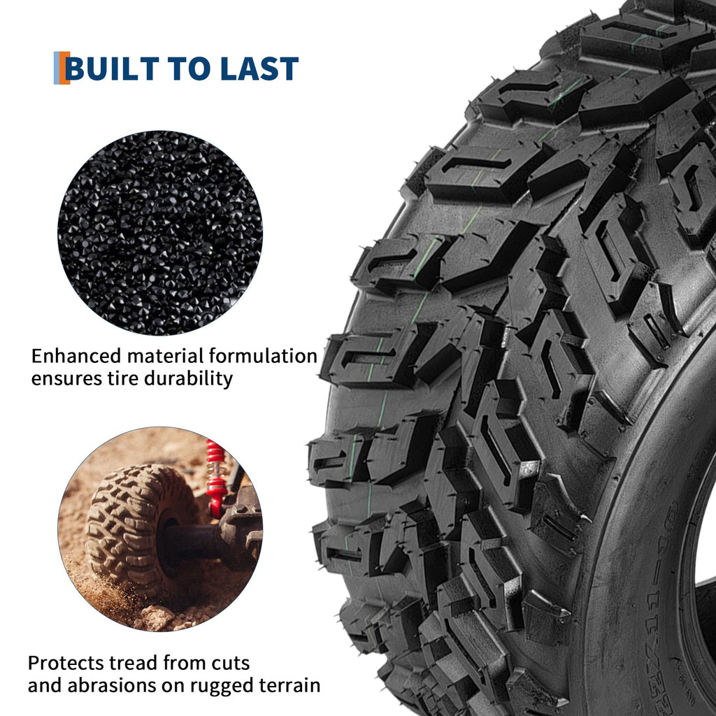 Garvee ATV Tires 2 Pack 22x11-10 Tubeless All Terrain Tires for Trail Desert Mud Dirt Sand 6PR Black
