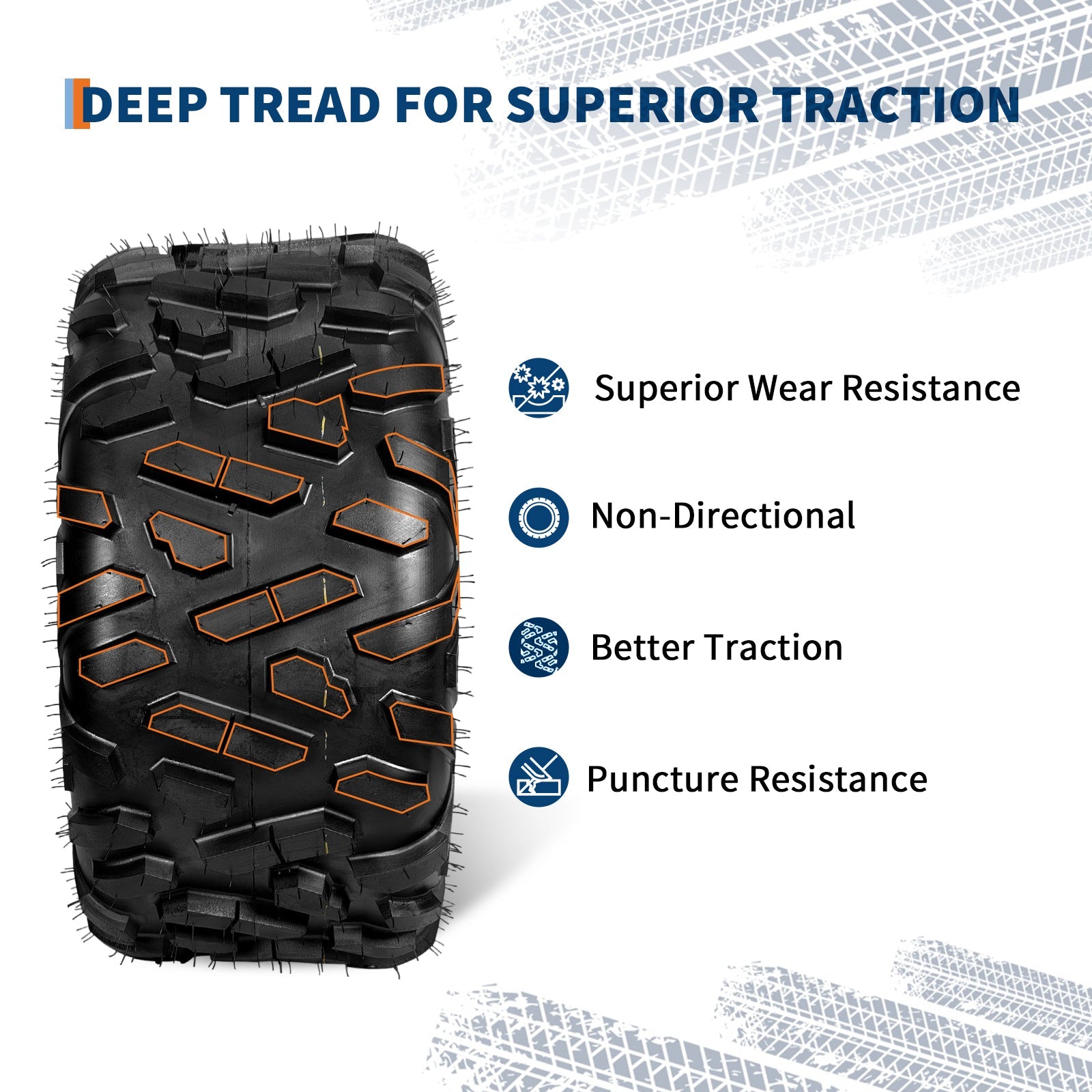 Garvee ATV Tires 2 Pack 26x11-14 All Terrain Tubeless 6PR for Trail Desert Mud Dirt Sand