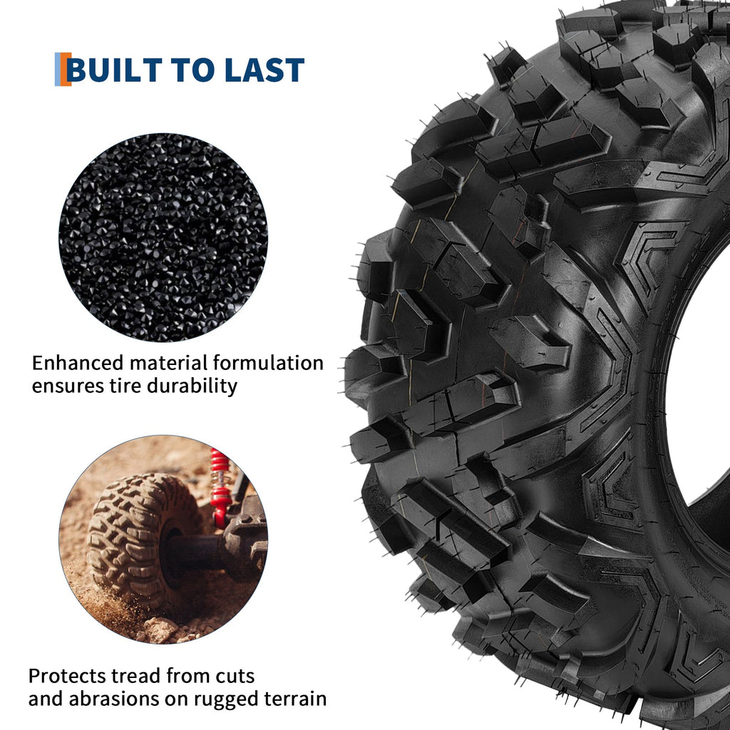 Garvee ATV Tires 2 Pack 26x11-12 Tubeless 6PR All-Terrain Durable Flexible Sidewalls Deep Tread Pattern