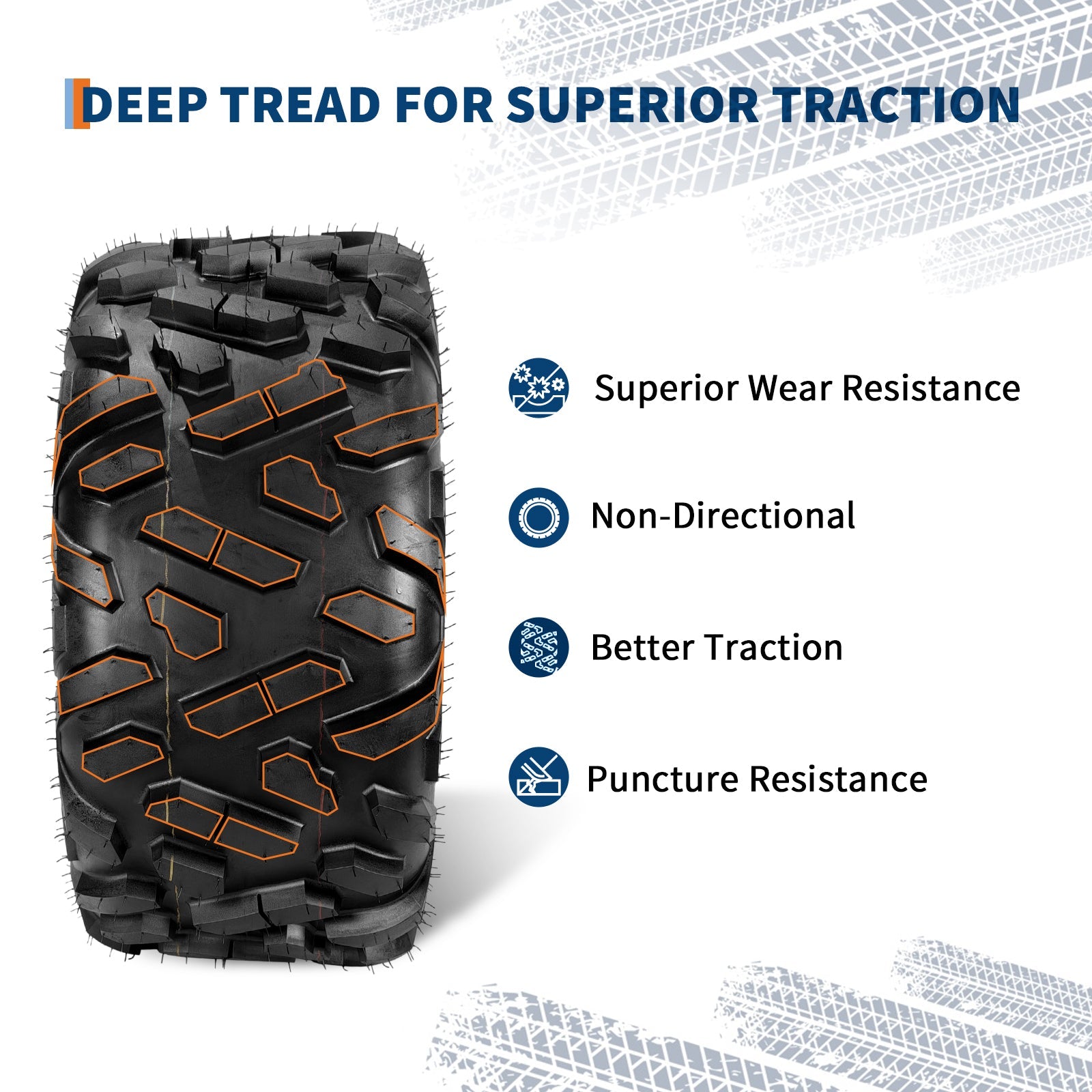 Garvee ATV Tires 2 Pack 26x11-12 Tubeless 6PR All-Terrain Durable Flexible Sidewalls Deep Tread Pattern