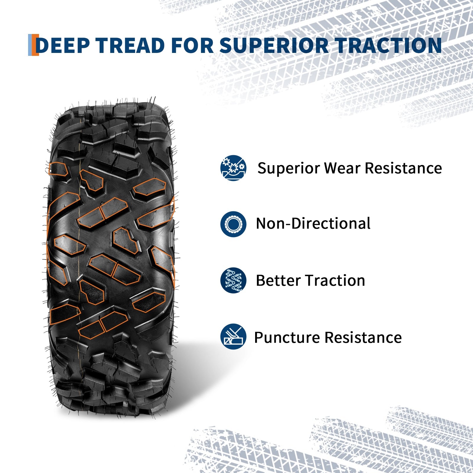 Garvee ATV Tires 2 Pack 26x9-14 Tubeless 6PR All Terrain Tires for Trail Desert Mud Dirt Sand, Durable Flexible Sidewalls, Deep Tread Pattern