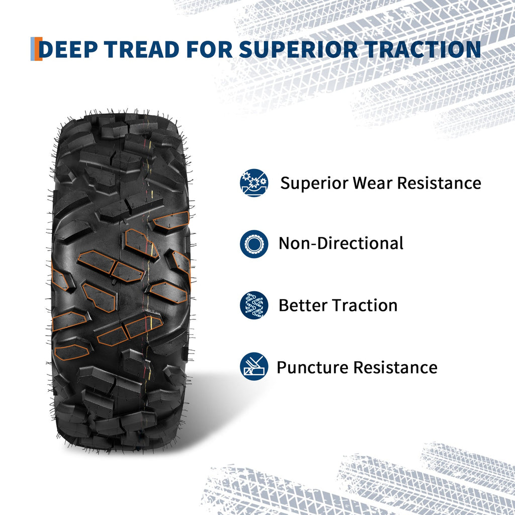 Garvee ATV Tires 2 Pack 26x9-12 6PR Tubeless All Terrain Tires for Trail Desert Mud Dirt Street Sand
