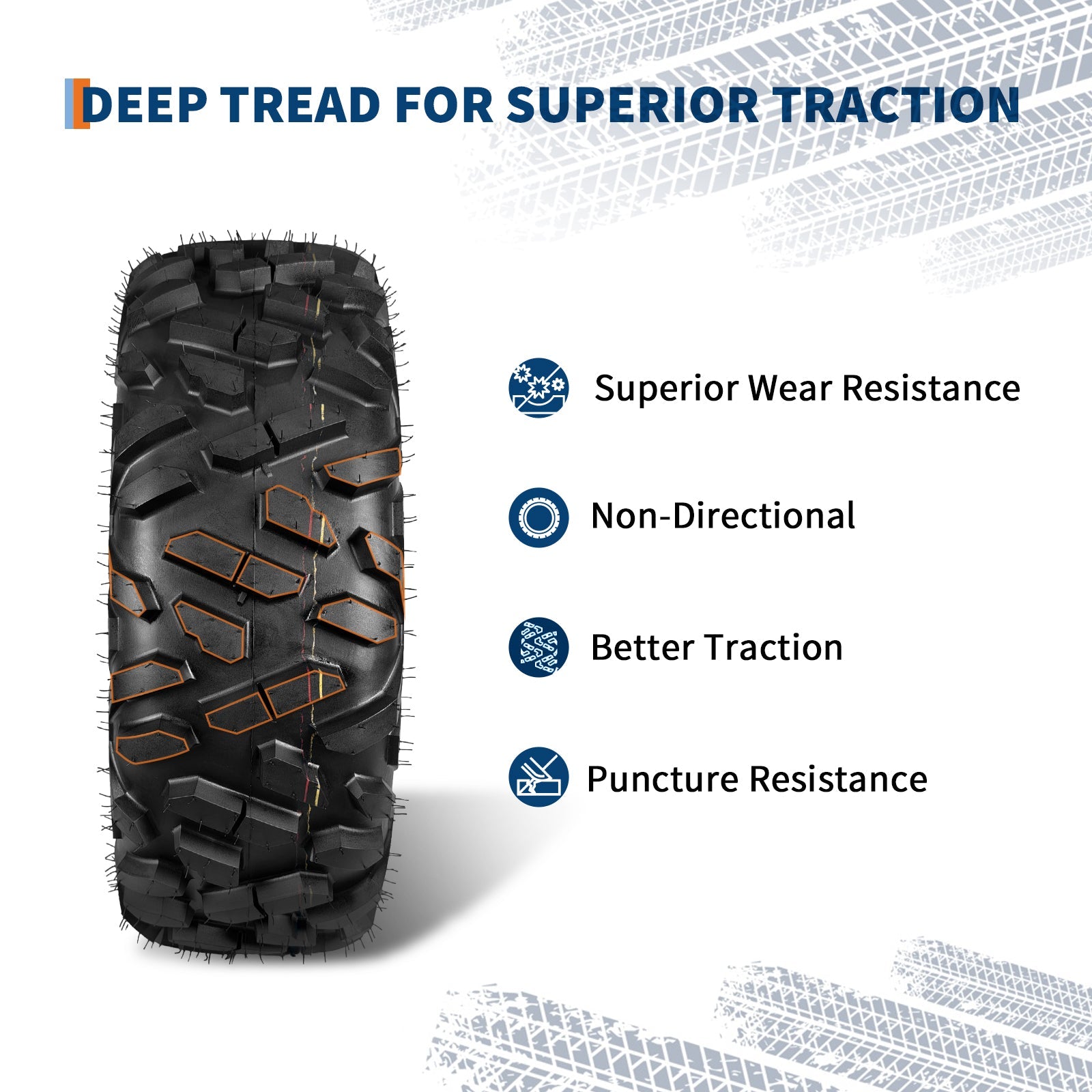 Garvee ATV Tires 2 Pack 26x9-12 6PR Tubeless All Terrain Tires for Trail Desert Mud Dirt Street Sand
