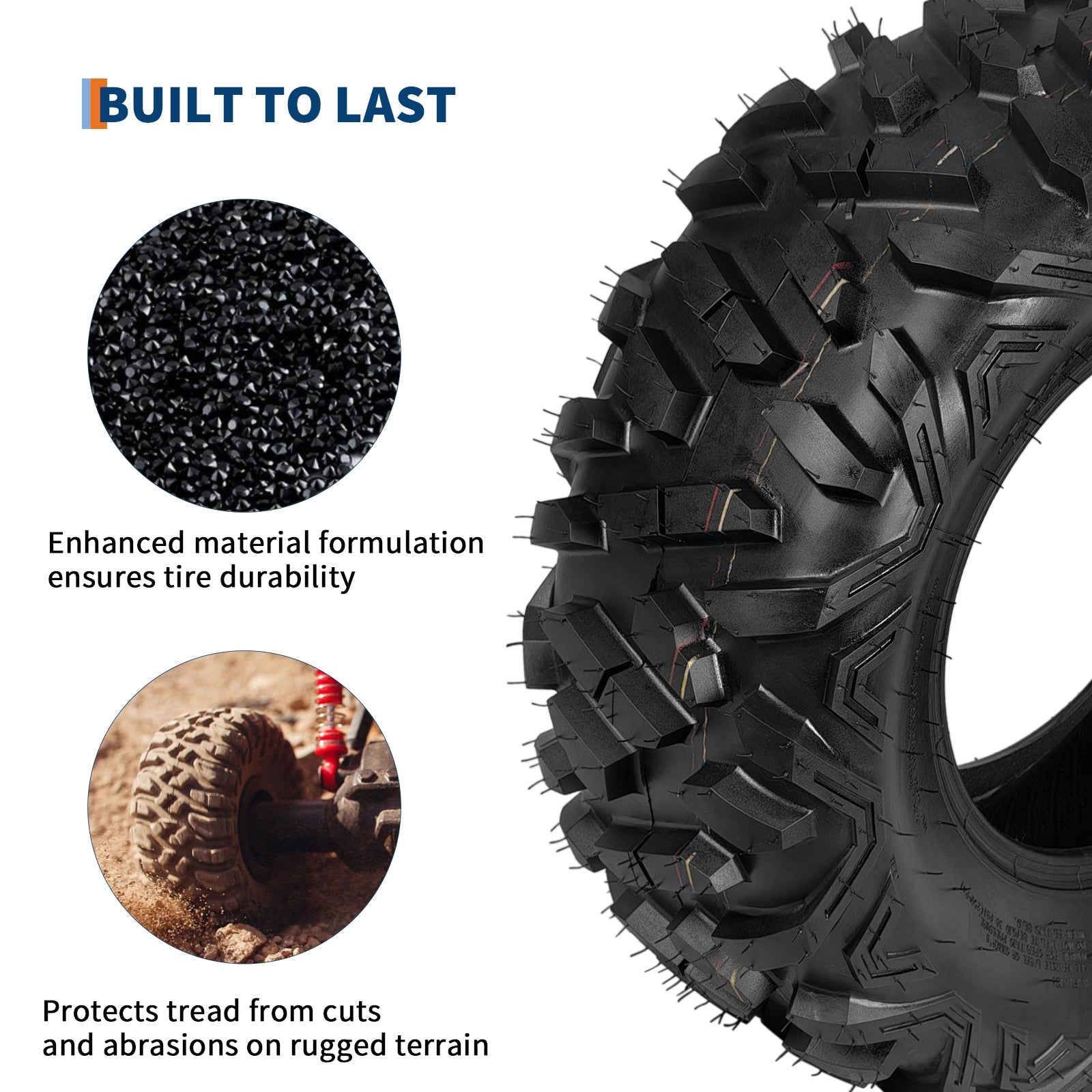 Garvee ATV Tires 2 Pack 26x9-12 6PR Tubeless All Terrain Tires for Trail Desert Mud Dirt Street Sand