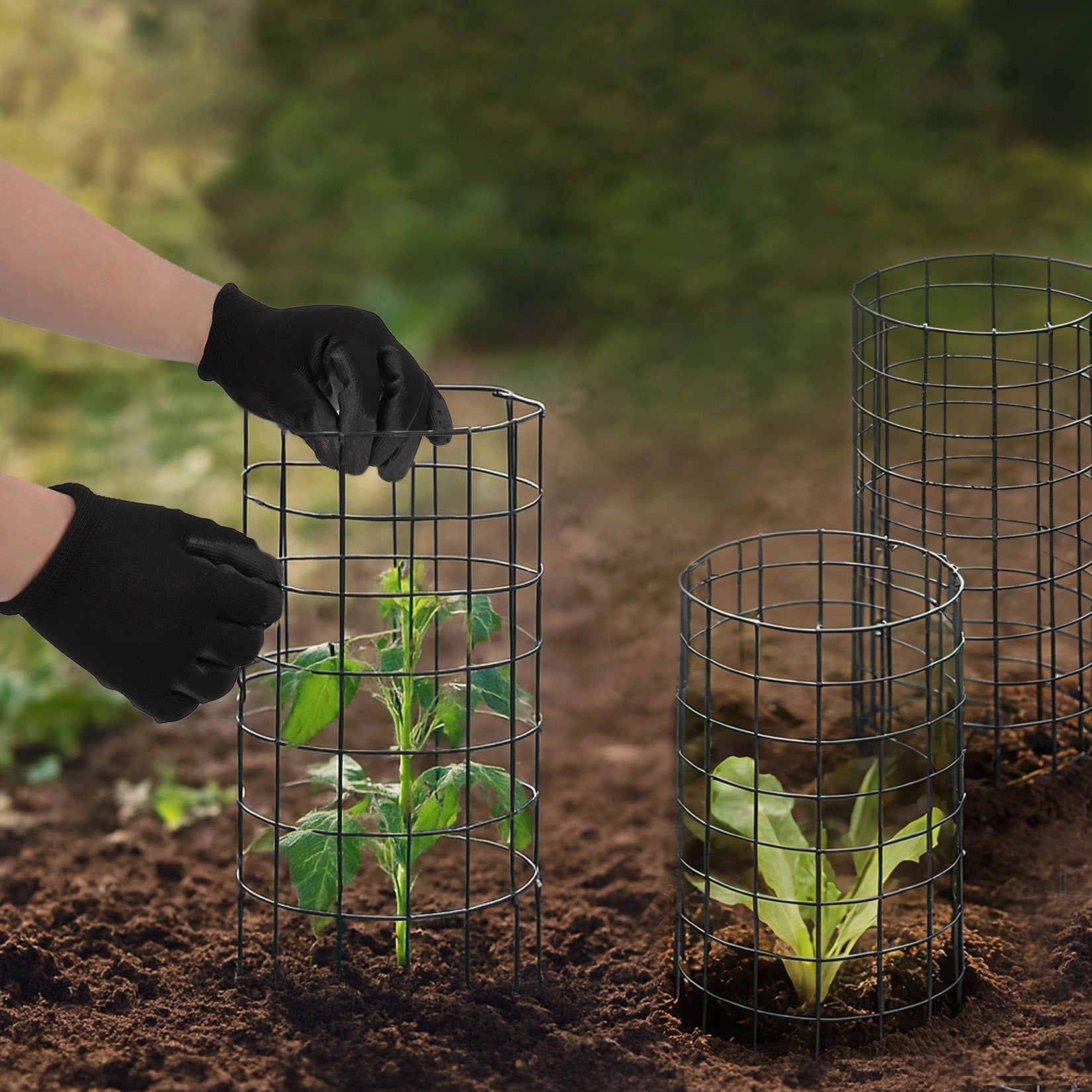 Garvee 18-Pack Heavy Duty Plant Covers with Stakes, Plastic-Coated Steel Garden Fencing