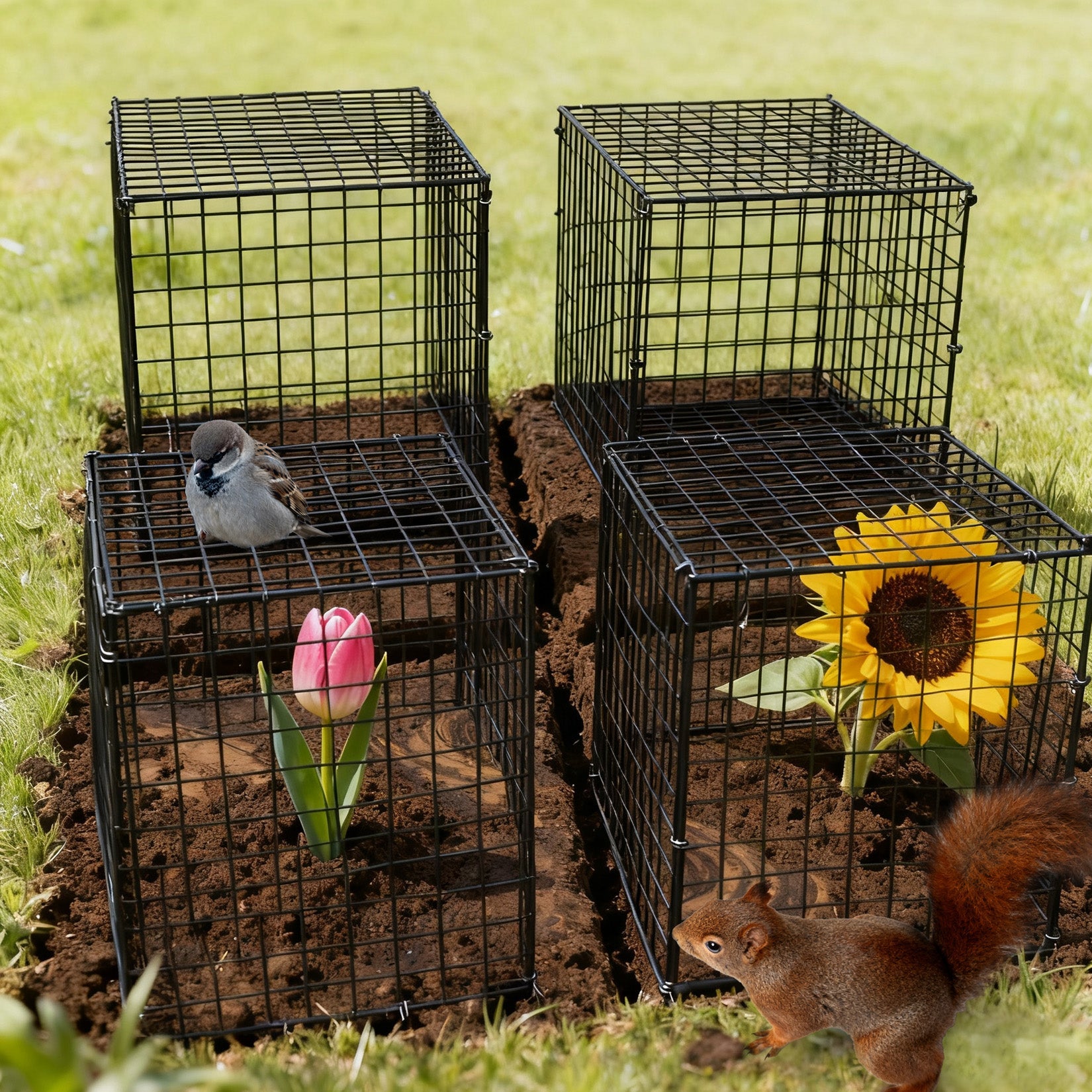Garvee 18-Pack Heavy Duty Plant Covers with Stakes, Plastic-Coated Steel Garden Fencing