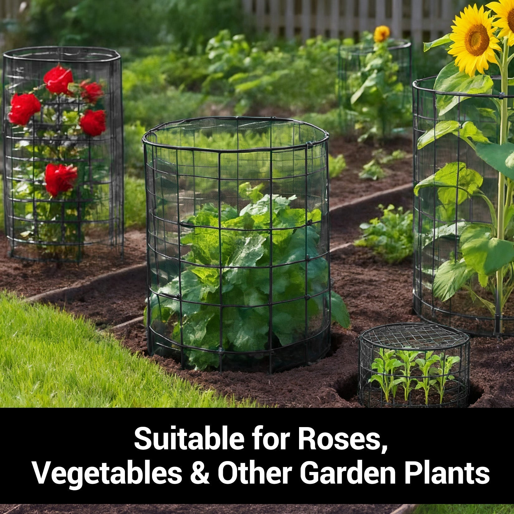Garvee 18-Pack Heavy Duty Plant Covers with Stakes, Plastic-Coated Steel Garden Fencing