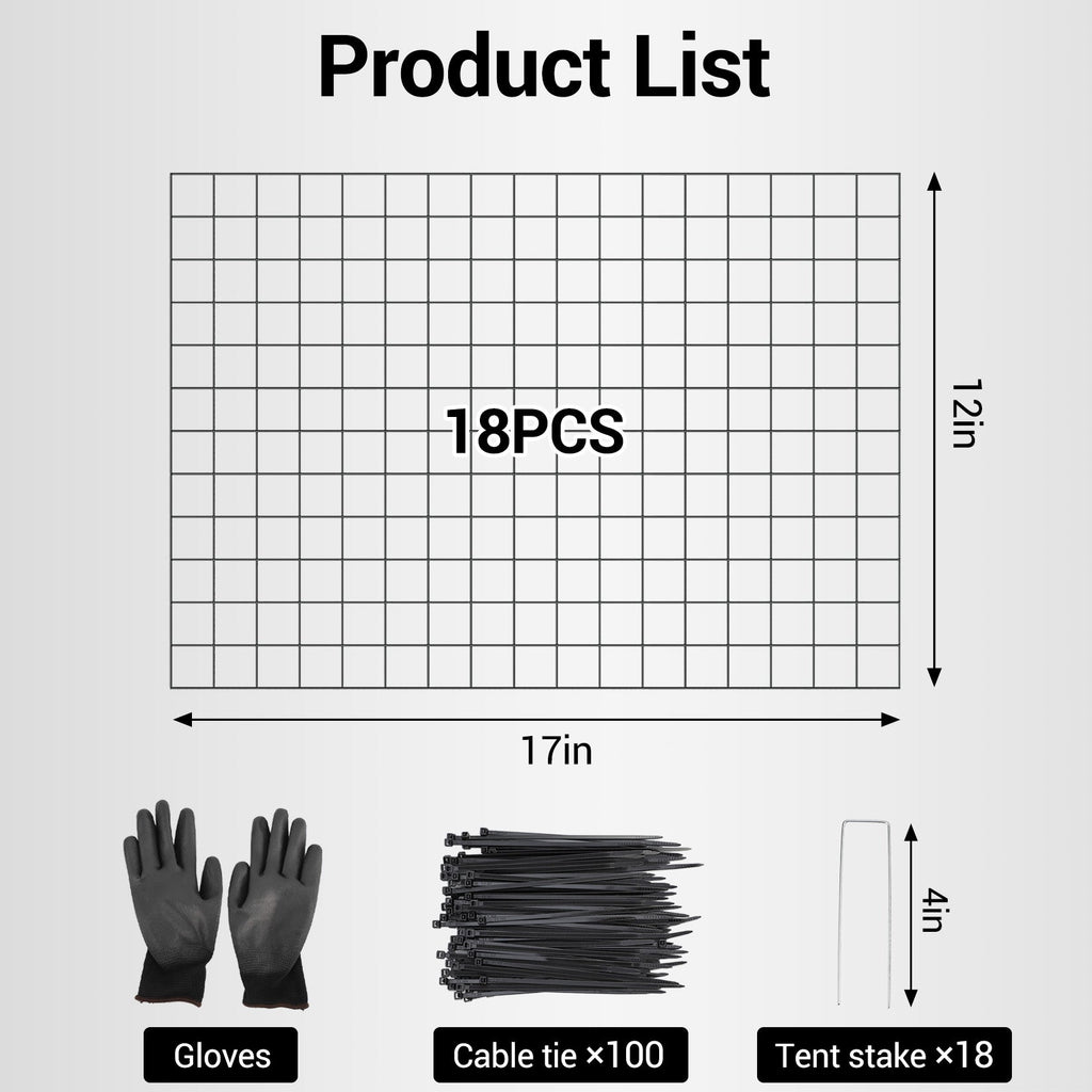 Garvee 18-Pack Heavy Duty Plant Covers with Stakes, Plastic-Coated Steel Garden Fencing