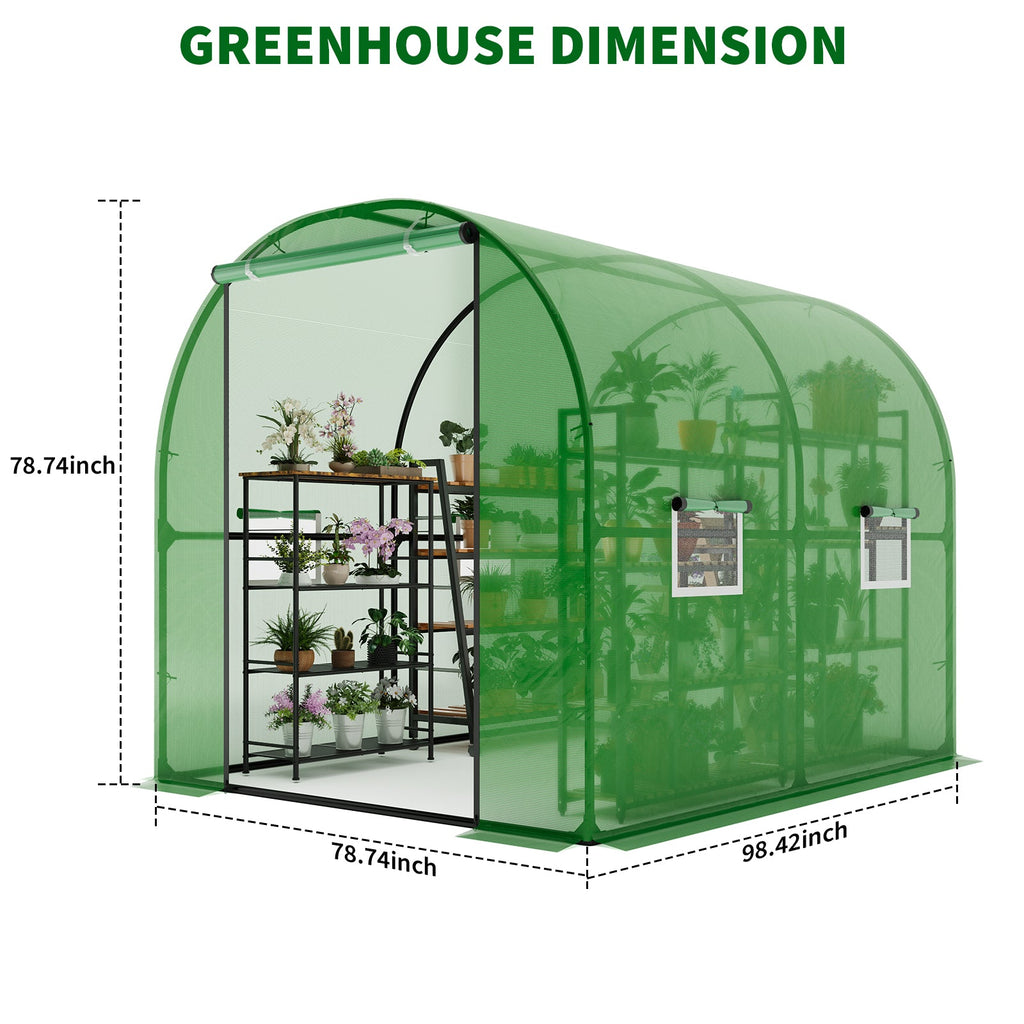 Garvee Large Walk-in Greenhouse Tunnel with Galvanized Steel Frame, Zipper Doors, White PE Cover, Portable Outdoor Plant Shelter