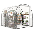 Garvee Large Walk-in Greenhouse Tunnel with Galvanized Steel Frame, Zipper Doors, White PE Cover, Portable Outdoor Plant Shelter