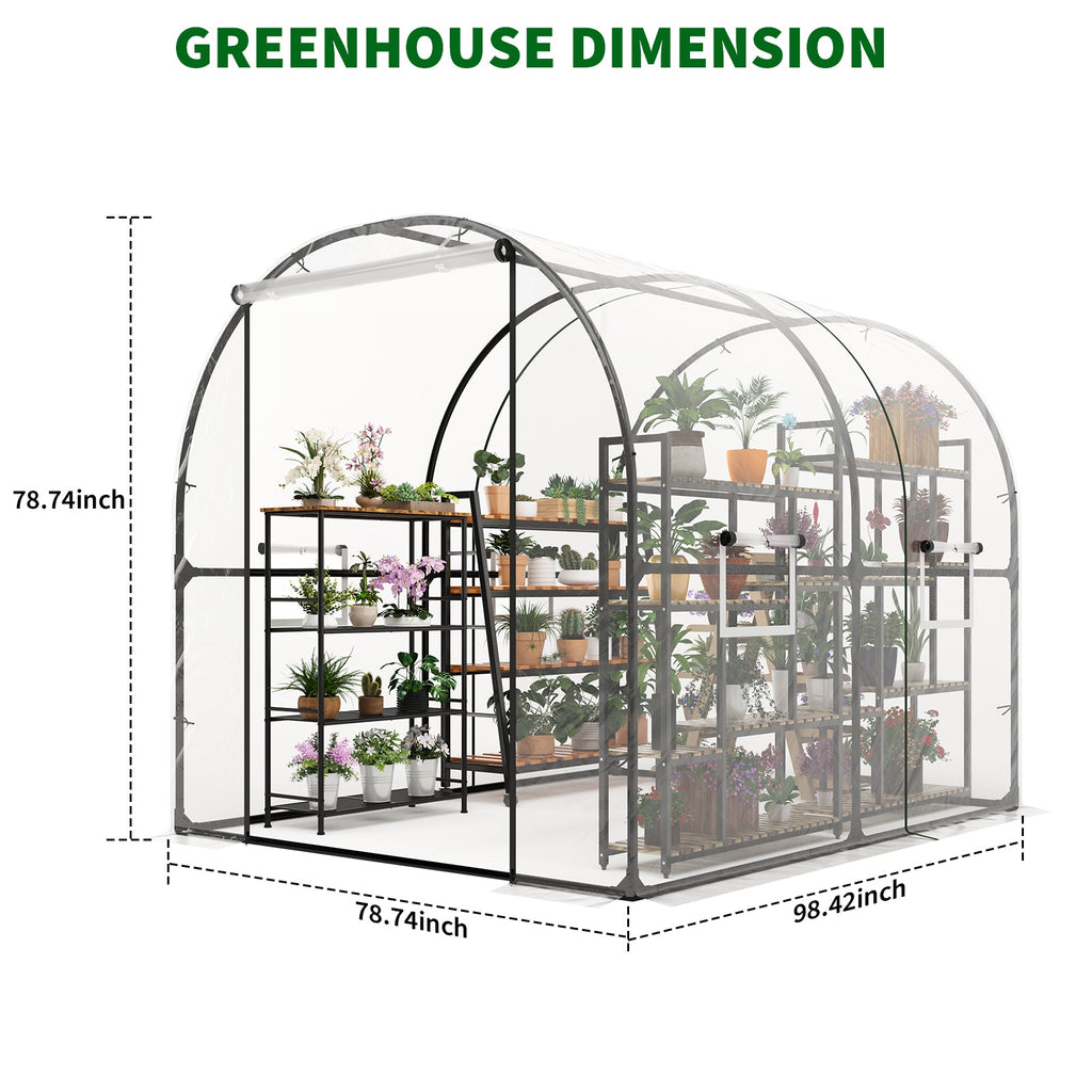 Garvee Large Walk-in Greenhouse Tunnel with Galvanized Steel Frame, Zipper Doors, White PE Cover, Portable Outdoor Plant Shelter