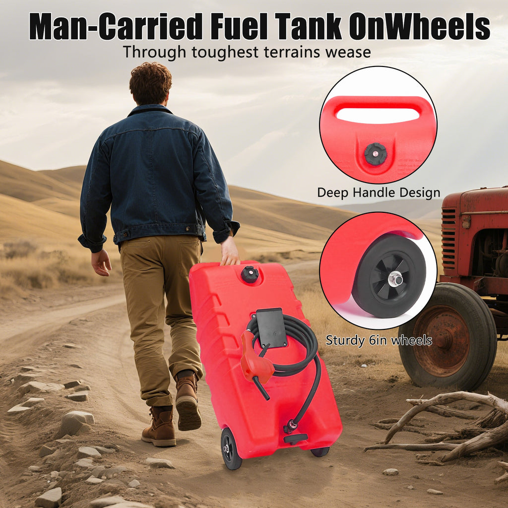 Garvee 14 Gallon Gas Caddy Portable Fuel Tank with Pump for Lawn Mower, Farm, Marine Use, Multi-Color