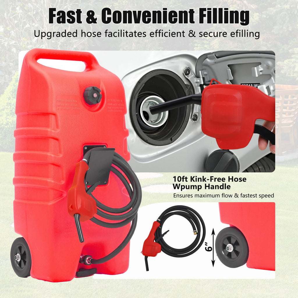 Garvee 14 Gallon Gas Caddy Portable Fuel Tank with Pump for Lawn Mower, Farm, Marine Use, Multi-Color