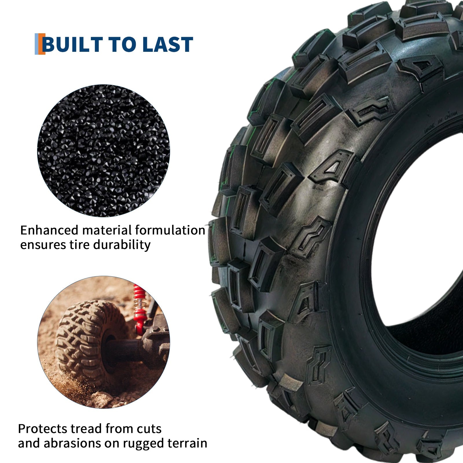 Garvee 22x7x10 ATV Tires 2 Pack All Terrain Tubeless 6PR for Trail Desert Mud Dirt Street Sand, 22x7-10, Black