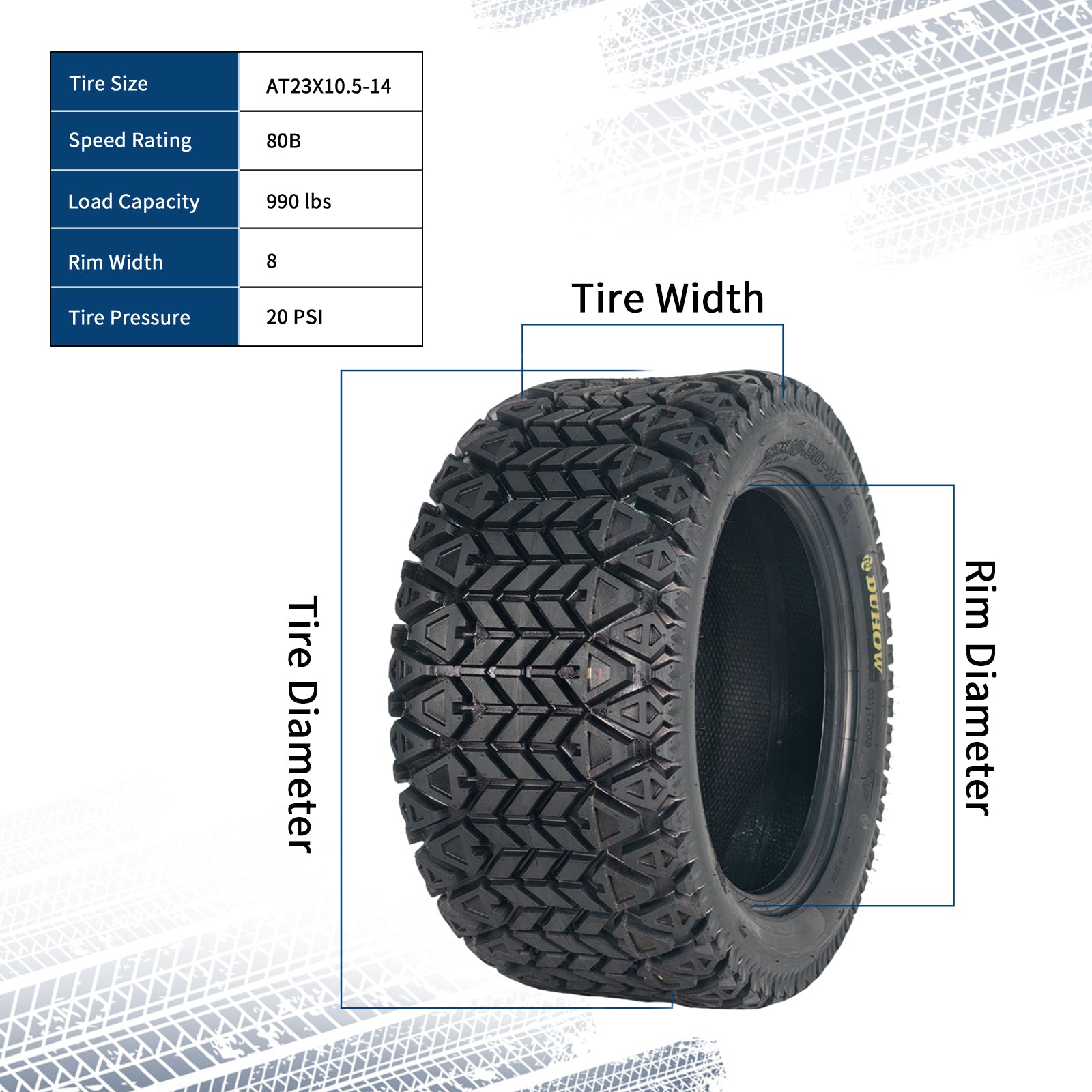 Garvee 23x10.5-14 ATV Tires 2 Pack All Terrain Tubeless 6PR for Trail Desert Mud Sand, 14 Inch, Black