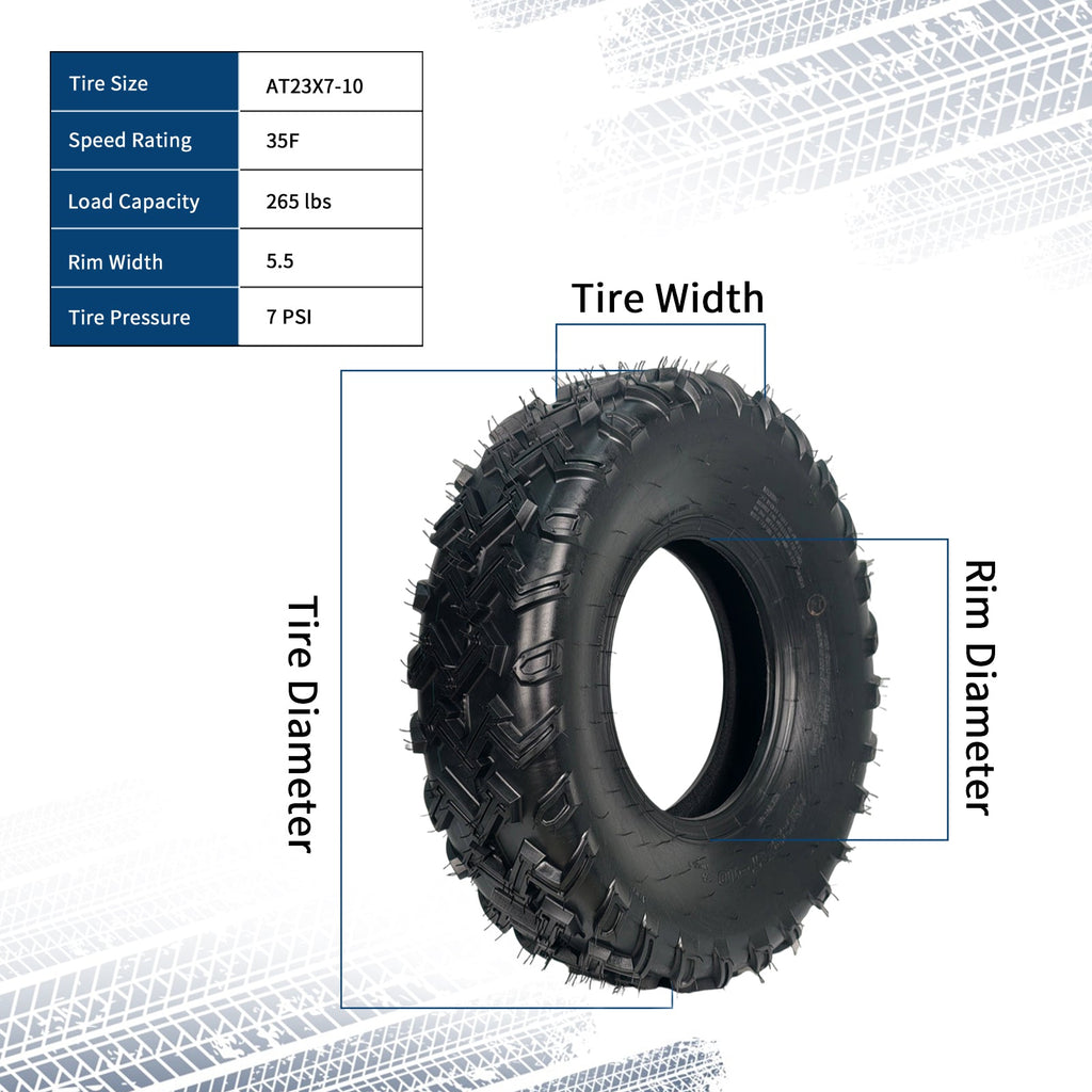 Garvee 23x7x10 ATV Tires 2 Pack All Terrain Tubeless 6PR for Trail Desert Mud Dirt Street Sand
