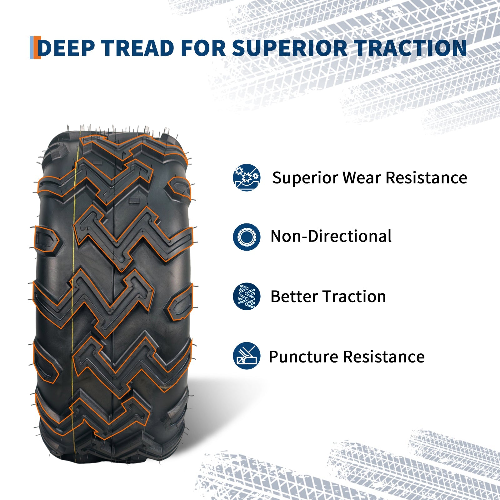 Garvee 22x10-10 ATV Tires 2 Pack All Terrain 6PR Tubeless for Trail Desert Mud Sand Black