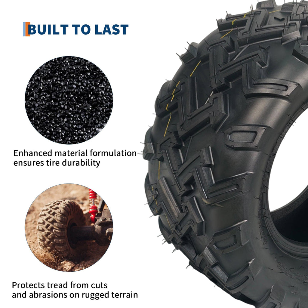 Garvee 22x10-10 ATV Tires 2 Pack All Terrain 6PR Tubeless for Trail Desert Mud Sand Black