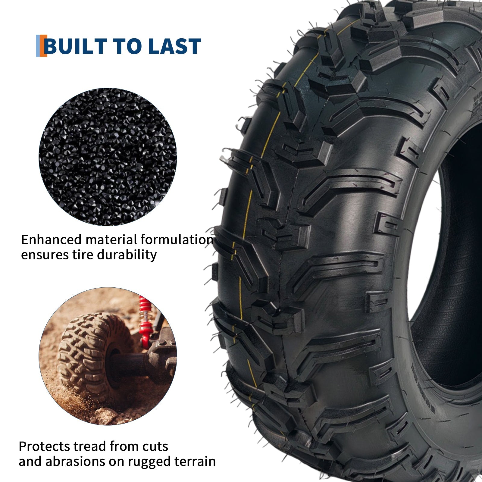 Garvee 24x8x12 ATV Tires 2 Pack All Terrain Tubeless 6PR for Trail Desert Mud Dirt Sand 24 18 12 Black