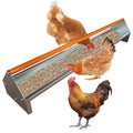 Garvee Chicken Feeding Trough 45 Inch, Heavy Duty Galvanized Steel Coop Feeder with Drainage Holes & Crossbar, Large Capacity Metal Poultry Trough Feeder for Chickens, Pigeons, Ducks Orange