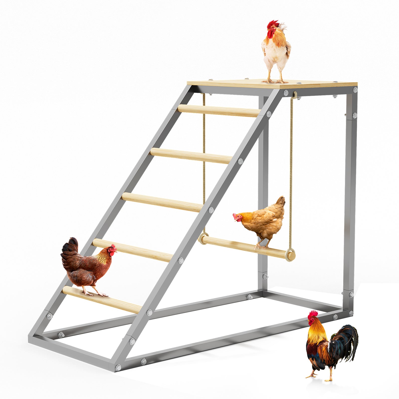 Garvee Chicken Perch for Coop, Chicken Roosting Bars with Swing and Ladder Design for Backyard Farm, Roosting Bars for Chickens in Coop, Easy Installation