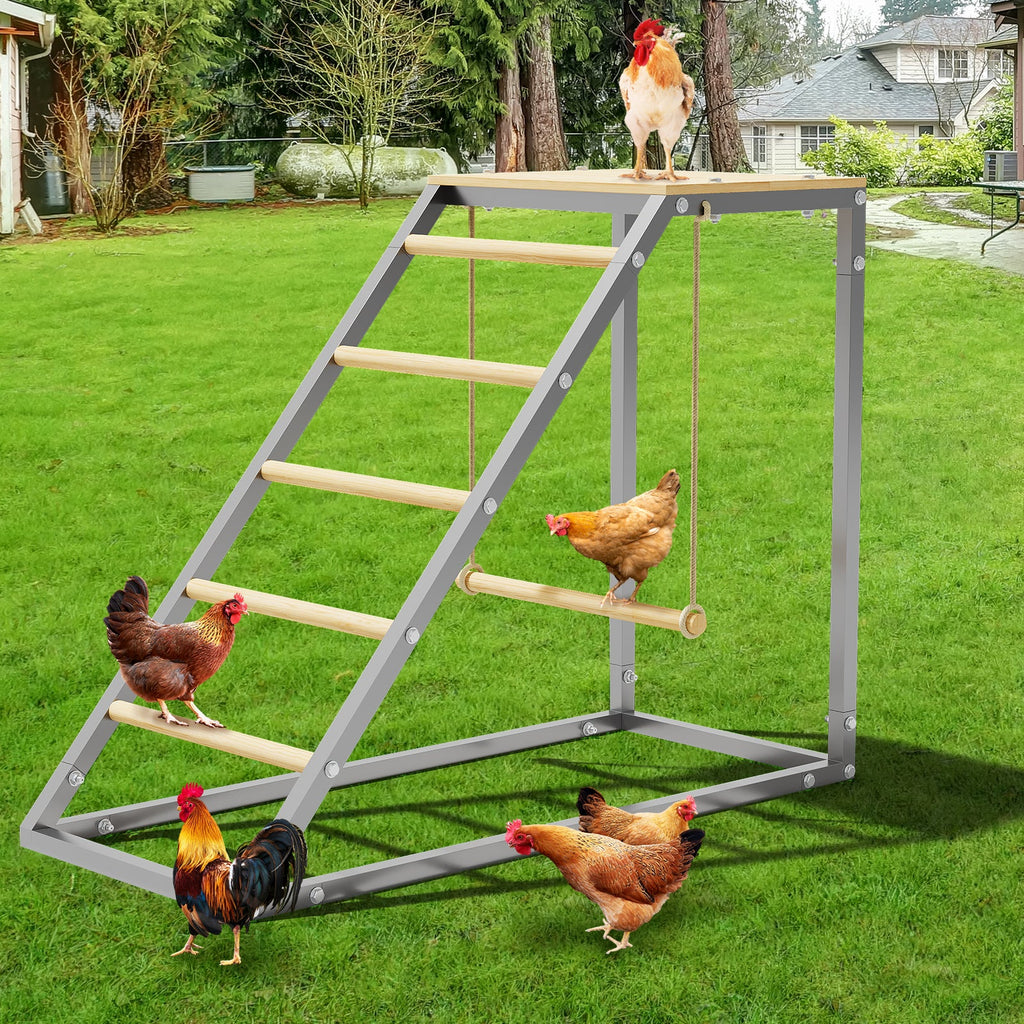 Garvee Chicken Perch for Coop, Chicken Roosting Bars with Swing and Ladder Design for Backyard Farm, Roosting Bars for Chickens in Coop, Easy Installation