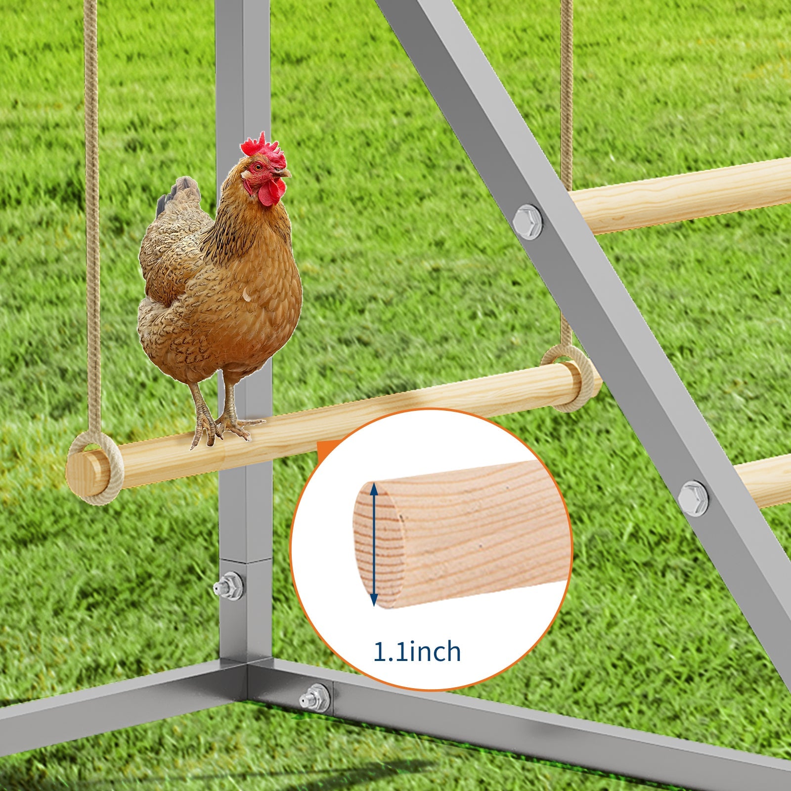 Garvee Chicken Perch for Coop, Chicken Roosting Bars with Swing and Ladder Design for Backyard Farm, Roosting Bars for Chickens in Coop, Easy Installation