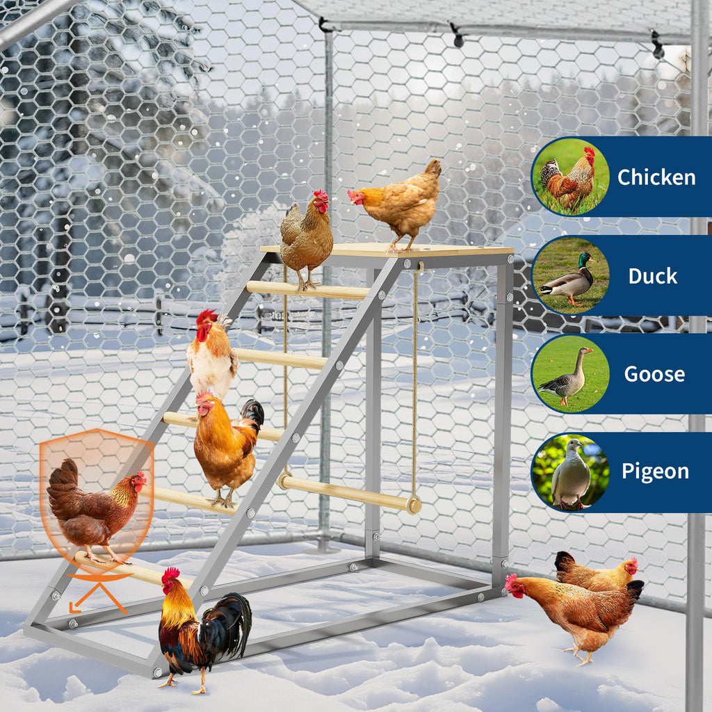 Garvee Chicken Perch for Coop, Chicken Roosting Bars with Swing and Ladder Design for Backyard Farm, Roosting Bars for Chickens in Coop, Easy Installation