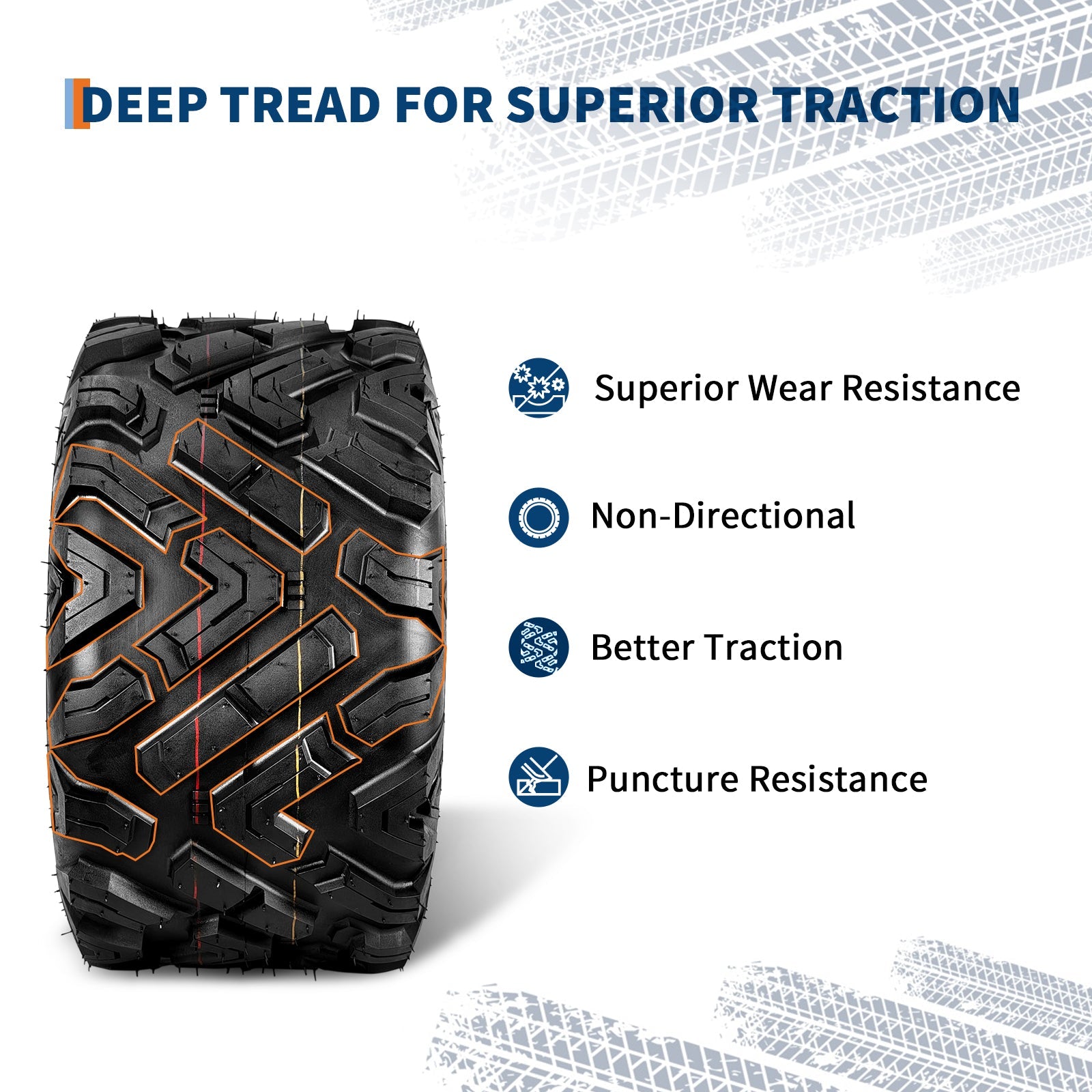 Garvee 20x10-10 ATV Tires 6PR Tubeless All Terrain Tires for Trail Desert Mud Dirt Street Sand 20x10-10 Black