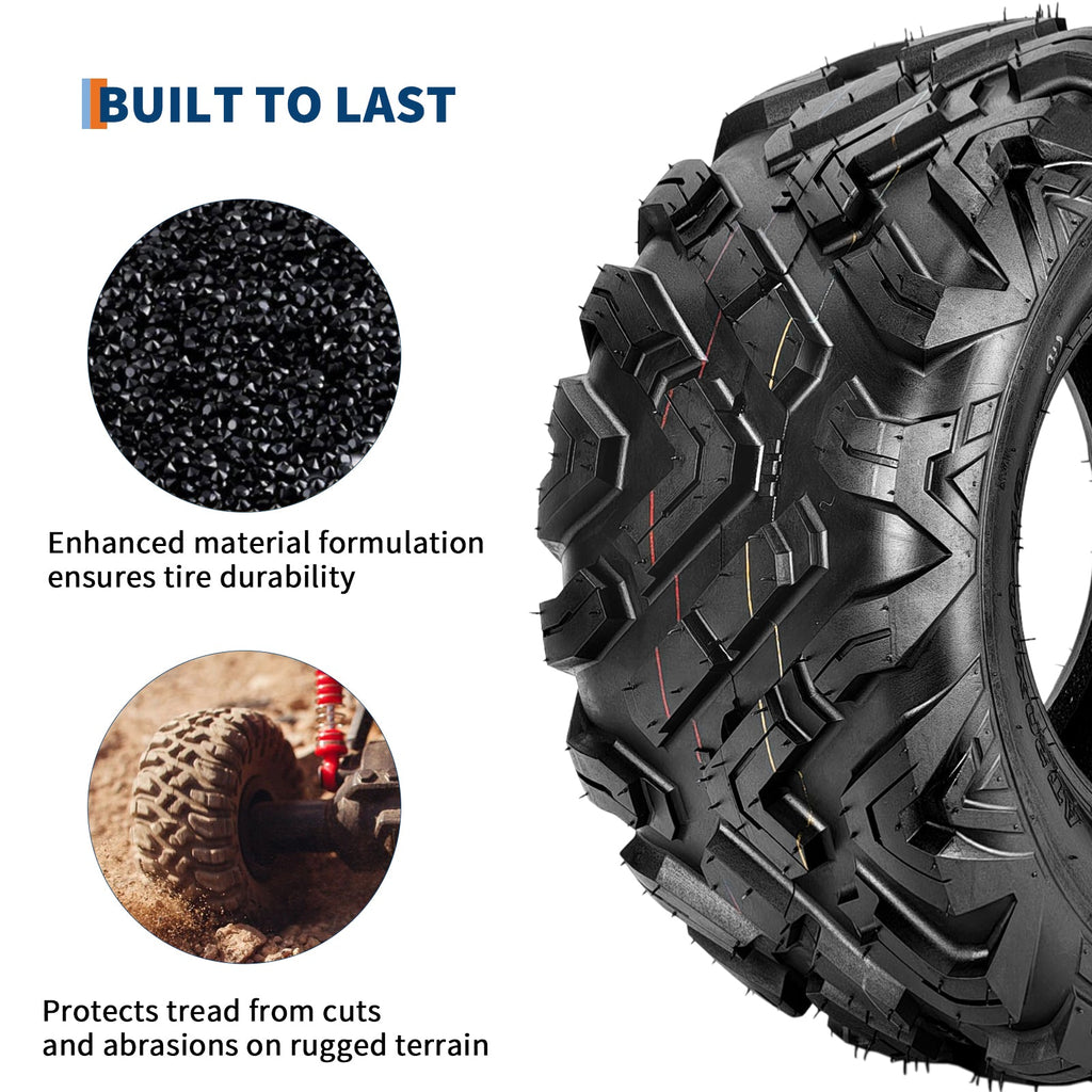 Garvee 20x10-10 ATV Tires 6PR Tubeless All Terrain Tires for Trail Desert Mud Dirt Street Sand 20x10-10 Black