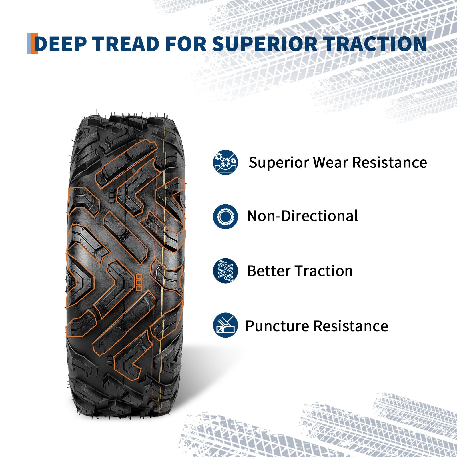 Garvee 21x7-10 ATV Tires 6PR Tubeless All Terrain Tires for Trail Desert Mud Dirt Sand 21x7-10 Black