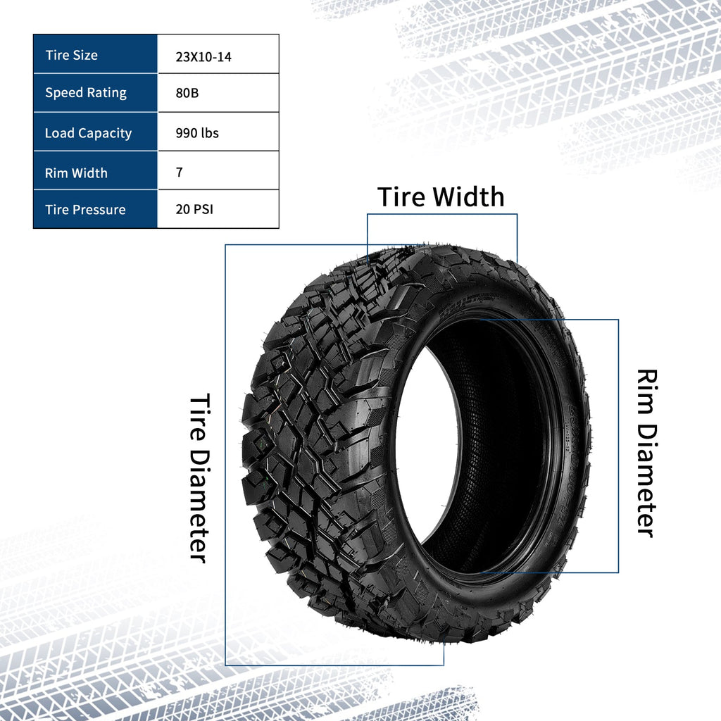 Garvee 23x10-14 ATV Tires 2 Pack All Terrain Tubeless Tires for Trail Desert Mud Dirt Sand 6PR Black