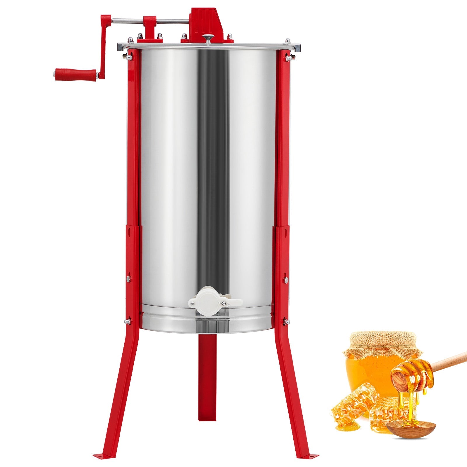 Garvee 3 Frame Honey Extractor Manual with Height Adjustable Stand, Stainless Steel Honey Spinner with Transparent Lid, Beekeeping Extraction Apiary Centrifuge Equipment for Beekeeping Starter