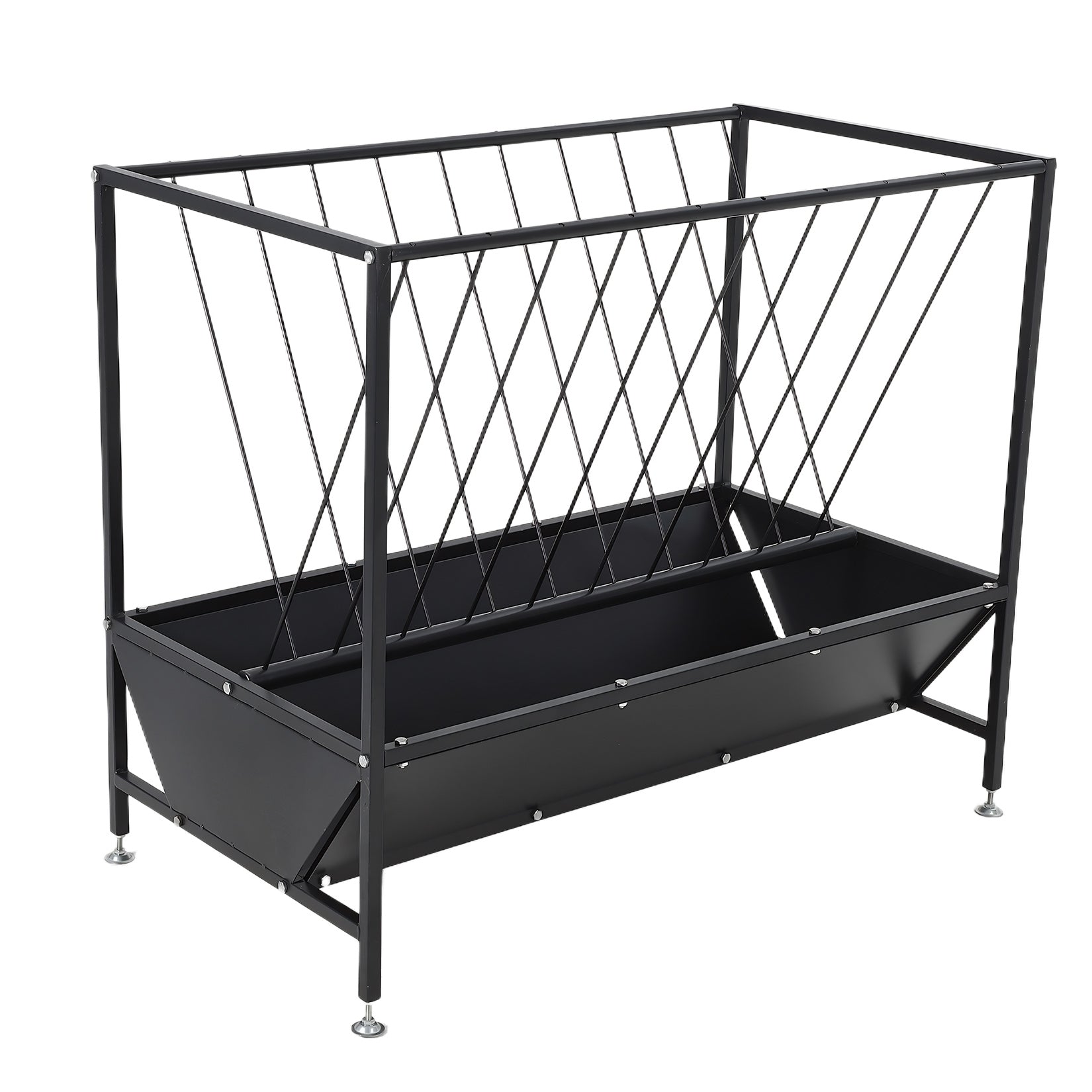 Garvee Heavy Duty 2-in-1 Hay and Grain Feeder Trough – 30 Gallon Black Steel Livestock Feeder – Sturdy, Powder Coated – Perfect for Calves, Sheep, Horses, Goats – For Farm and Pasture Use