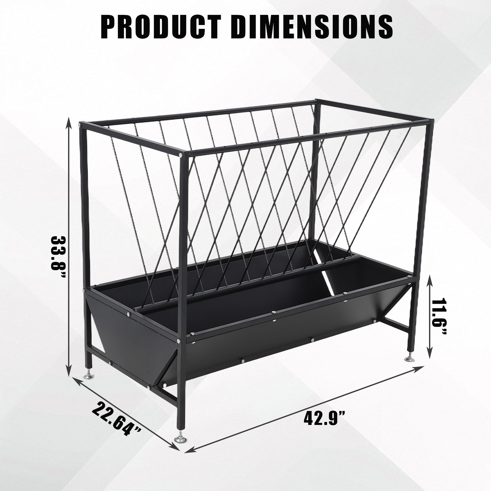 Garvee Heavy Duty 2-in-1 Hay and Grain Feeder Trough – 30 Gallon Black Steel Livestock Feeder – Sturdy, Powder Coated – Perfect for Calves, Sheep, Horses, Goats – For Farm and Pasture Use