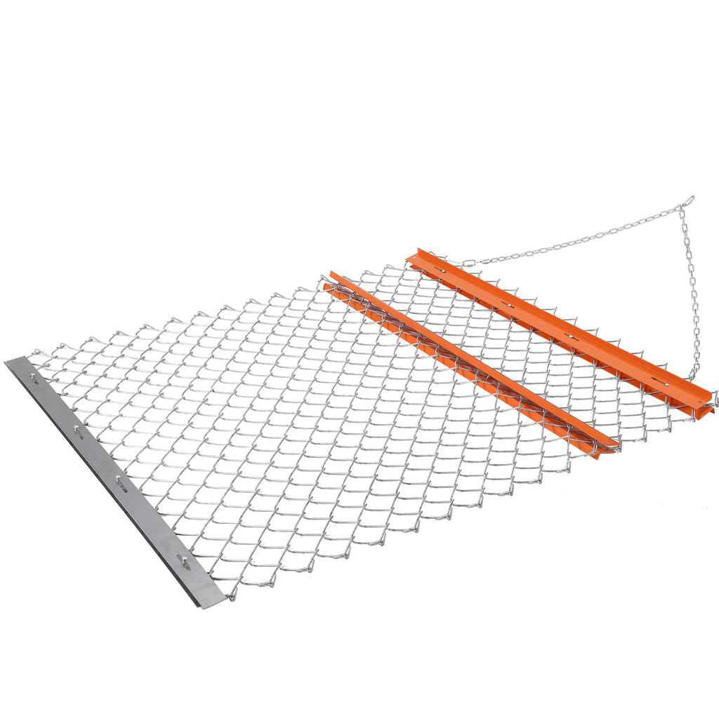 Garvee Heavy Duty Chain Drag Harrow for ATV/UTV – Rugged Steel Landscape Leveling Rake & Driveway Leveler – Appropriate for Farm, Garden & Pasture Maintenance – Collapsible Design – 5Ft*4Ft + Orange Iron Plate