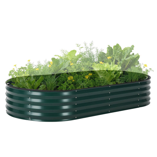Garvee Galvanized Raised Garden Bed Kit with Zippered PVC Cover – Sturdy Oval Metal Planter Box for Vegetables, Herbs & Flowers – Reinforced Corrosion-Resistant Steel, Tool-Complimentary Assembly – Green, Open, 180×90×30cm