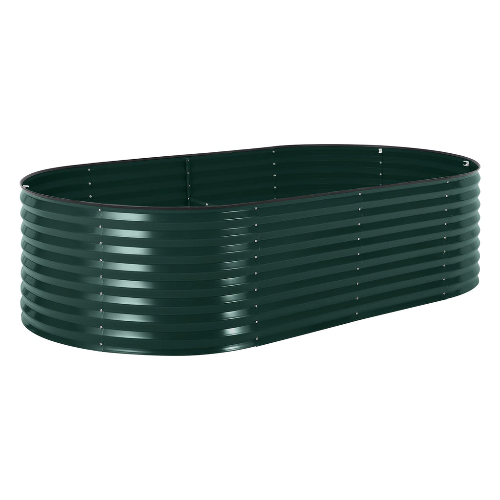 Garvee Large Oval Galvanized Raised Garden Bed Kit – Thick Reinforced Metal Planter for Vegetables, Flowers & Herbs – Corrosion-Resistant, Easy Assembly – Dark Green, Open, 240×120×60cm