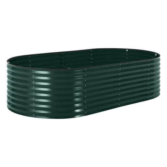Garvee Large Oval Galvanized Raised Garden Bed Kit – Thick Reinforced Metal Planter for Vegetables, Flowers & Herbs – Corrosion-Resistant, Easy Assembly – Dark Green, Open, 240×120×60cm