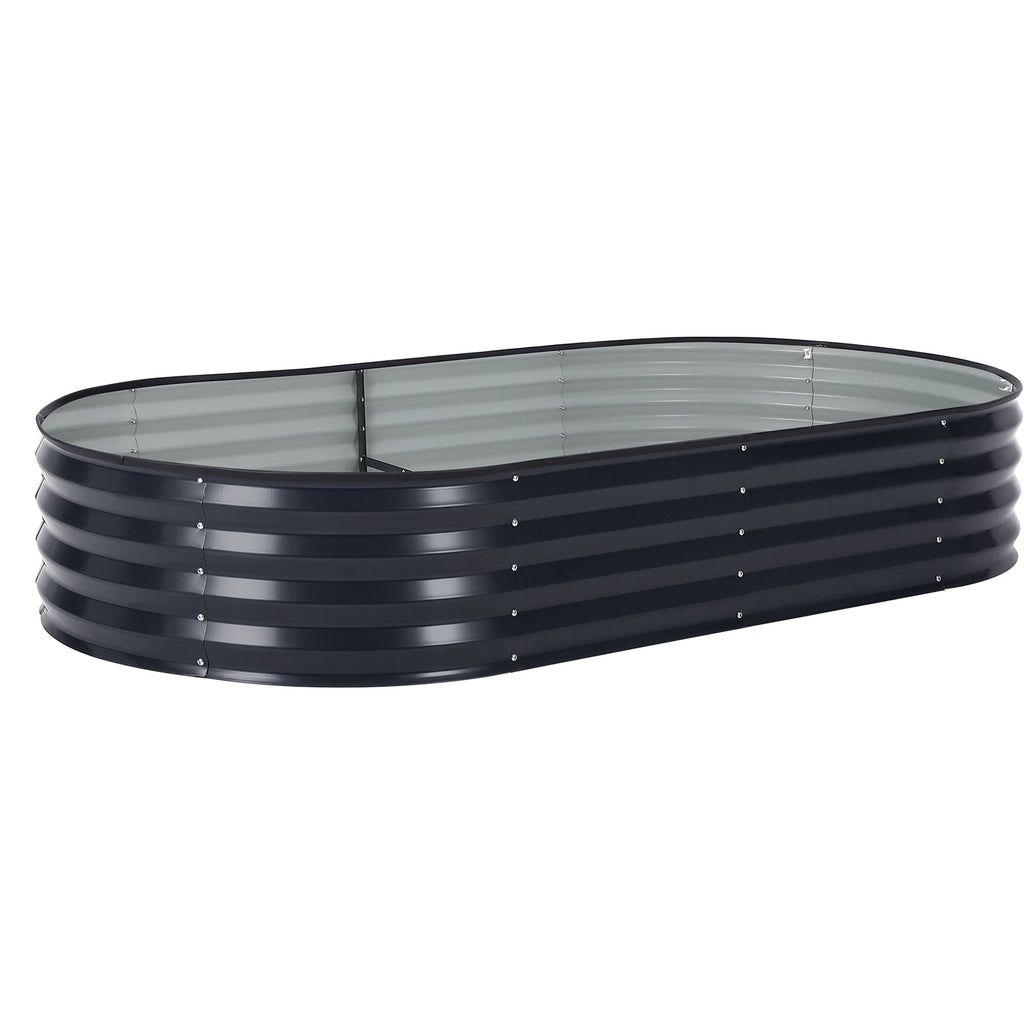 Garvee Large Galvanized Steel Raised Garden Bed Kit – Corrosion-Resistant Oval Planter for Vegetables, Herbs & Flowers – Sturdy, Easy Assembly – Comes with Durable Zippered PVC Cover – Gray, Open Style, 180×90×30cm