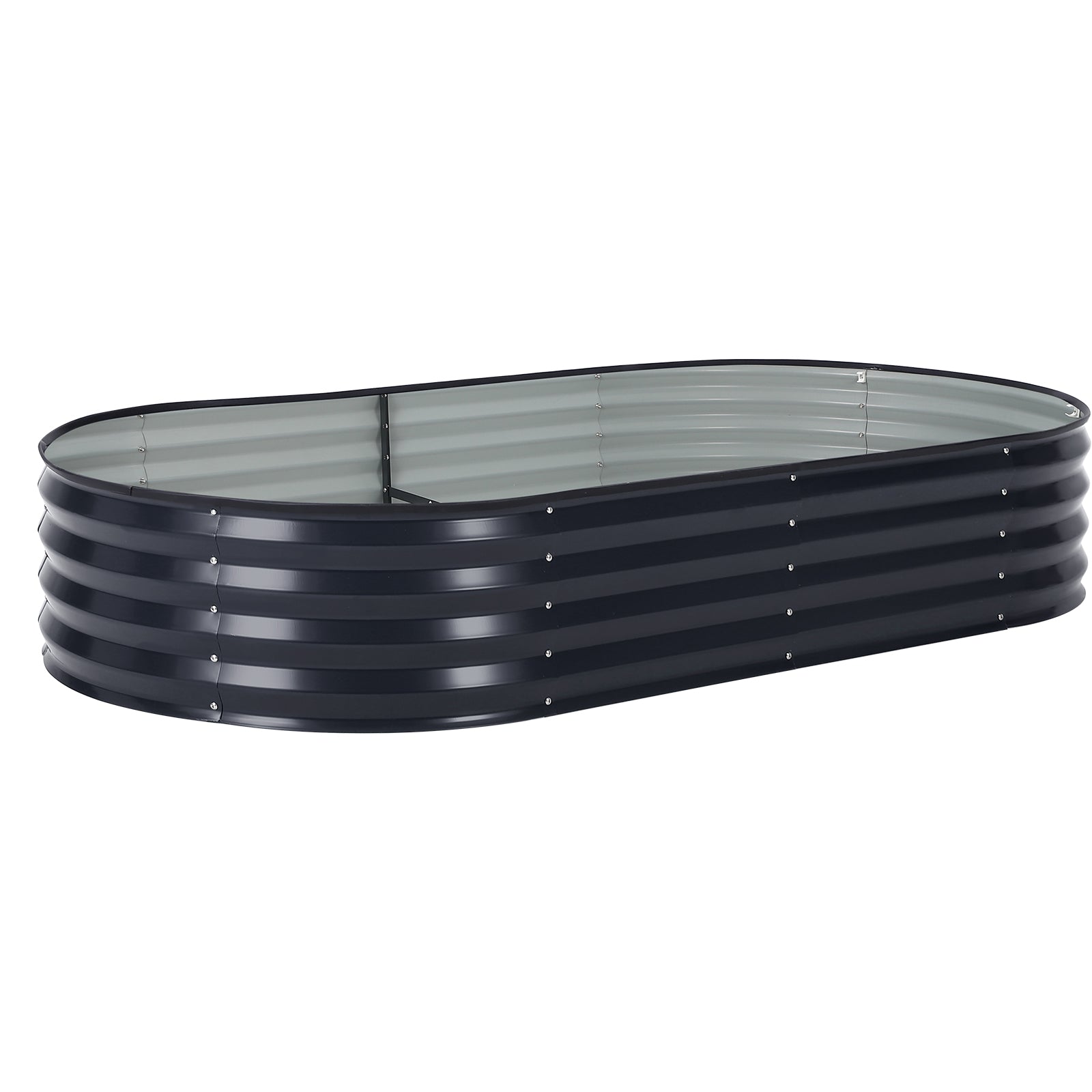 Garvee Large Galvanized Steel Raised Garden Bed Kit – Corrosion-Resistant Oval Planter for Vegetables, Herbs & Flowers – Sturdy, Easy Assembly – Comes with Durable Zippered PVC Cover – Gray, Open Style, 180×90×30cm