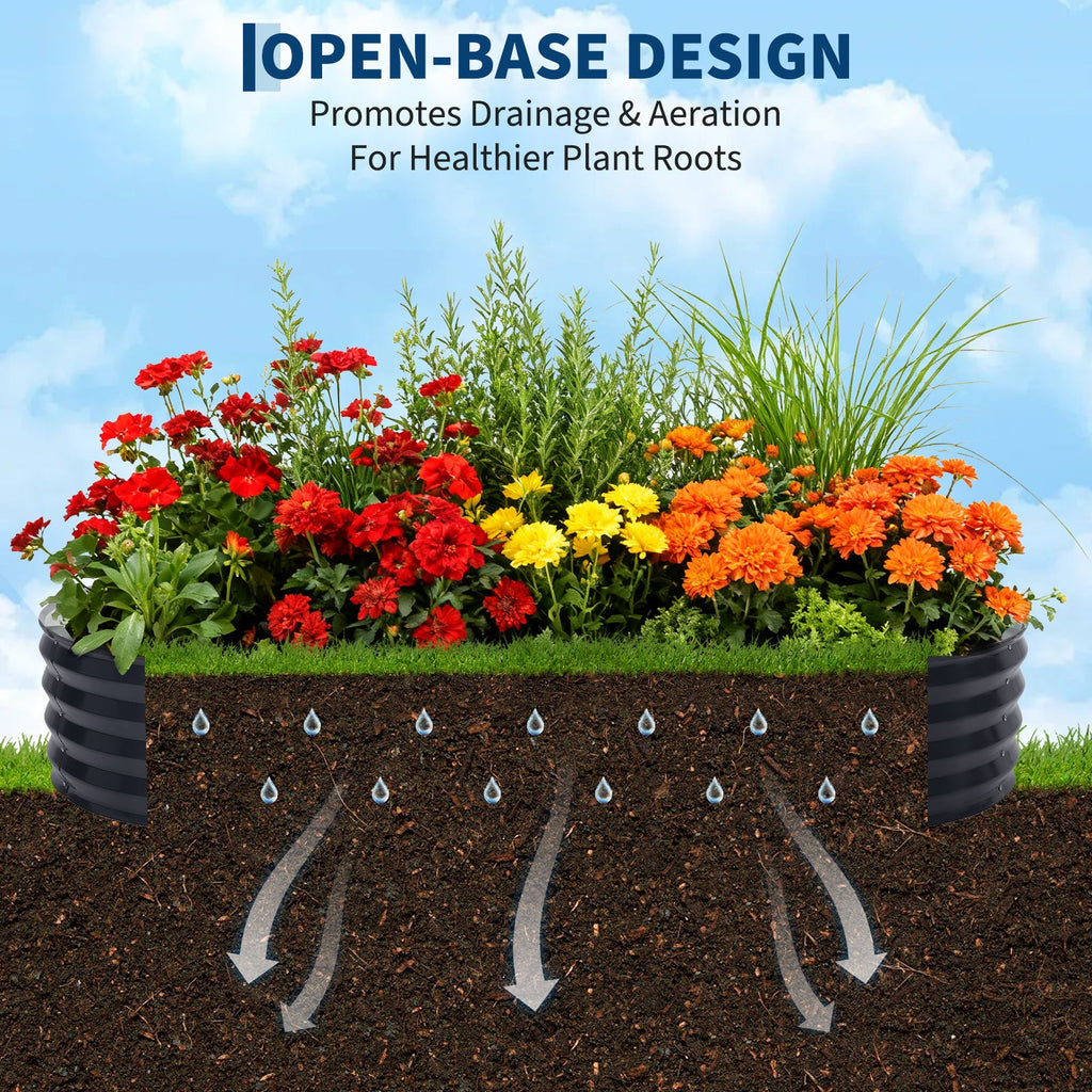 Garvee Large Galvanized Steel Raised Garden Bed Kit – Corrosion-Resistant Oval Planter for Vegetables, Herbs & Flowers – Sturdy, Easy Assembly – Comes with Durable Zippered PVC Cover – Gray, Open Style, 180×90×30cm