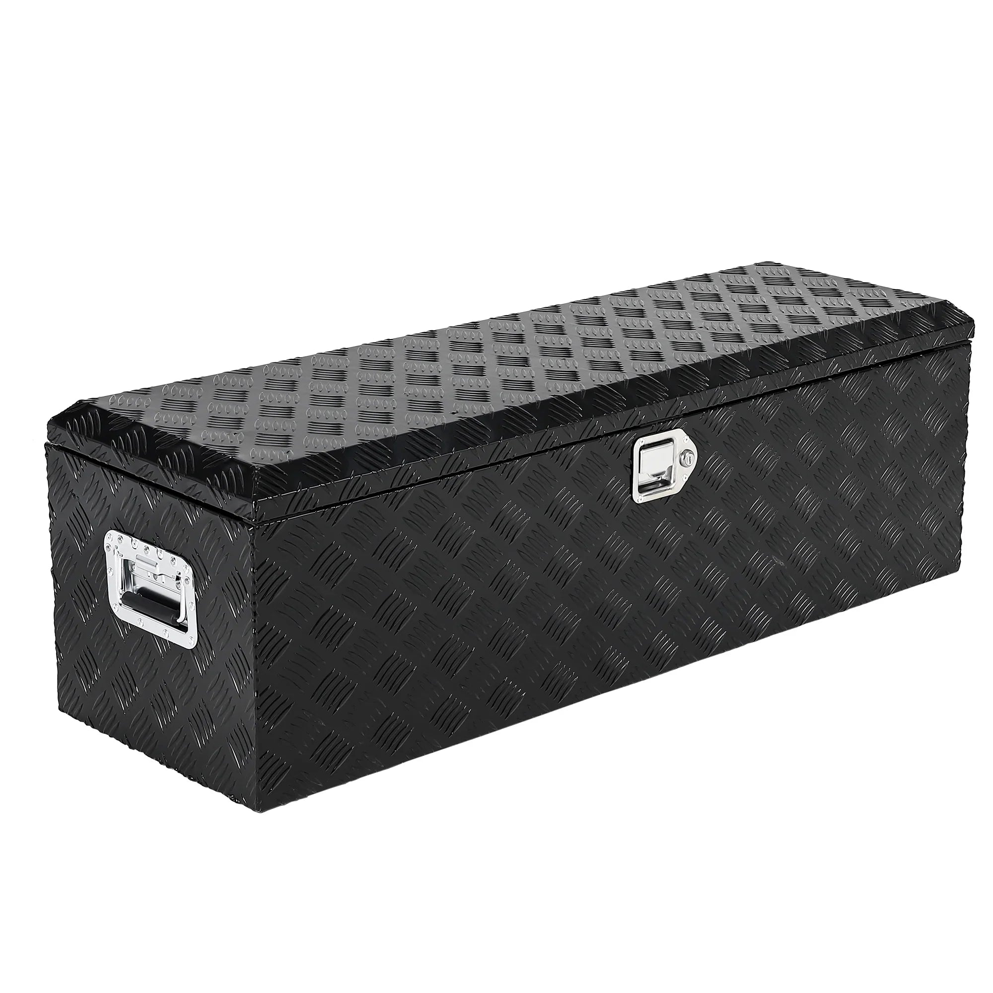 Garvee 48X15 Inch Truck Bed Tool Box - Heavy-Duty Aluminum Diamond Plate Storage Chest, Waterproof with Lock, for Trucks, Trailers, RVs, and Warehouses, Black